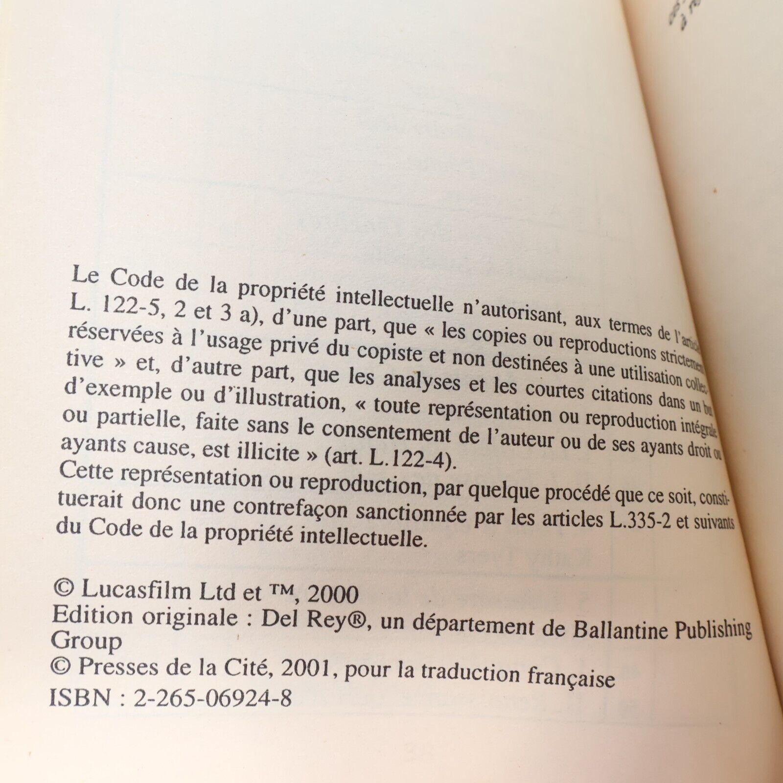 2002 Point d'Équilibre Le Nouvel Ordre Jedi #4 de Kathy Tyers Star Wars PB Book