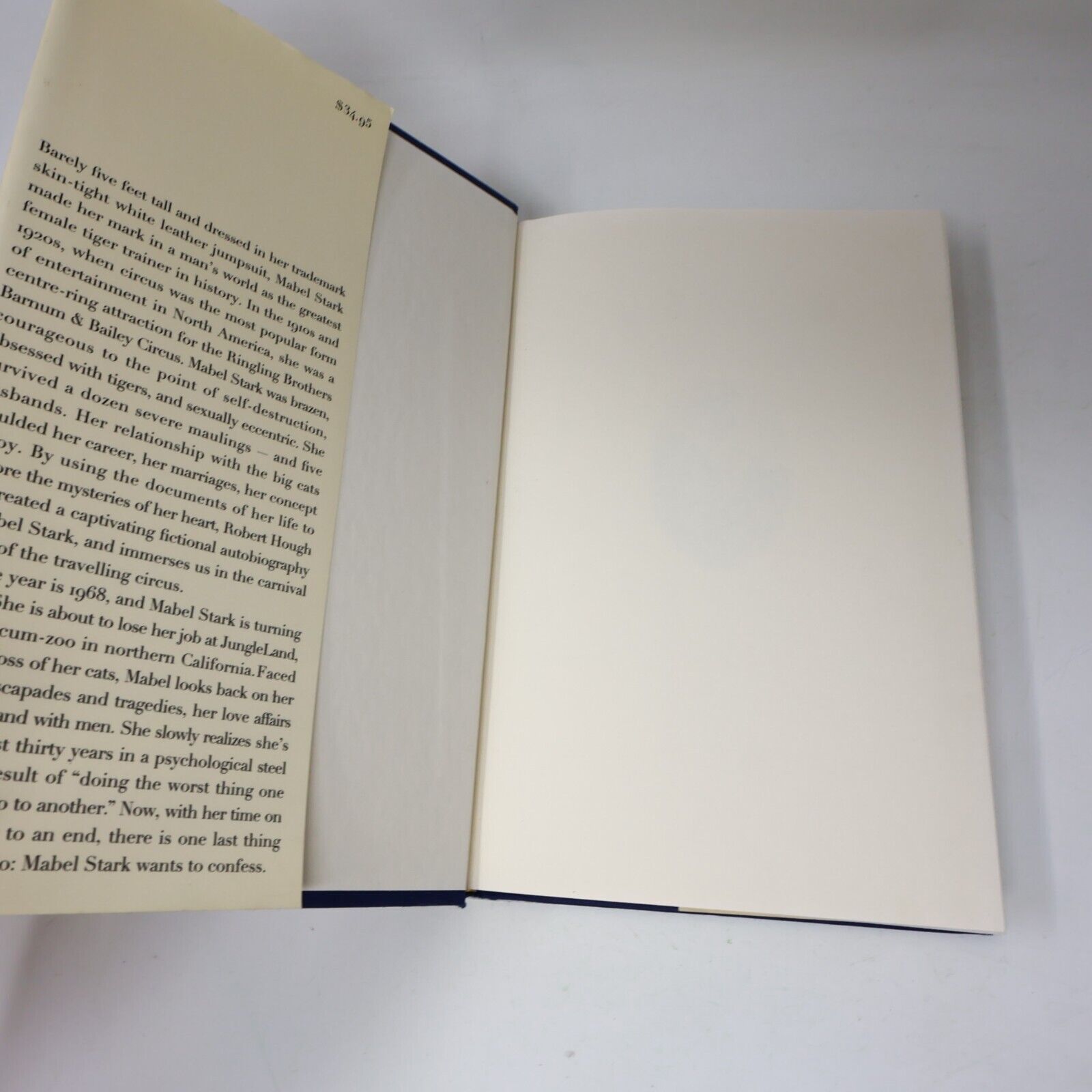 2001 The Final Confession of Mabel Stark A Novel Circus Tiger Trainer 1st Print