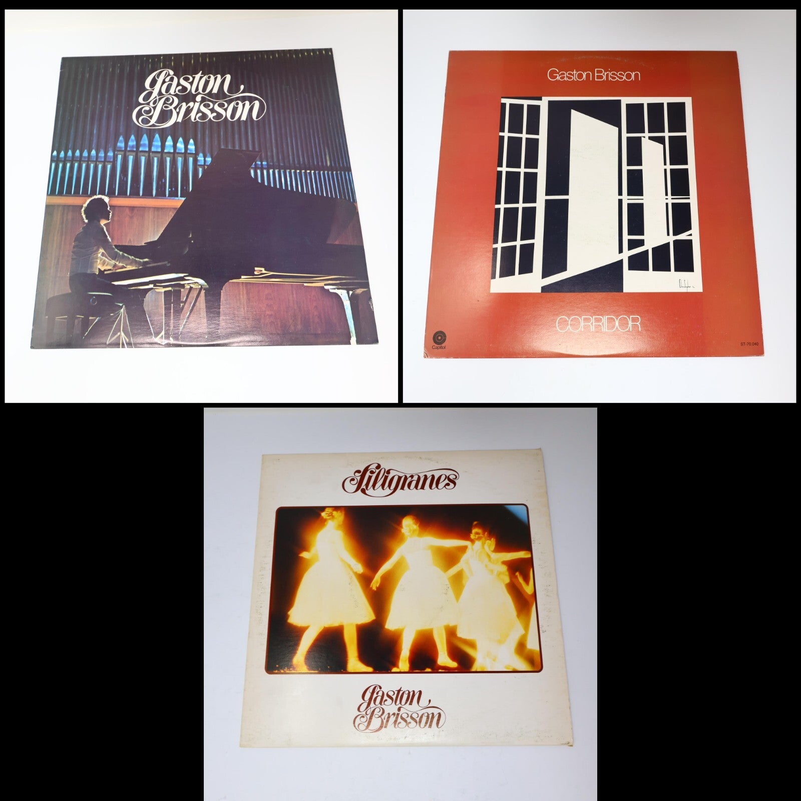 Gaston Brisson Lot 3 Disques LP Record Corridor/Filigranes/En Spectacle 1970s