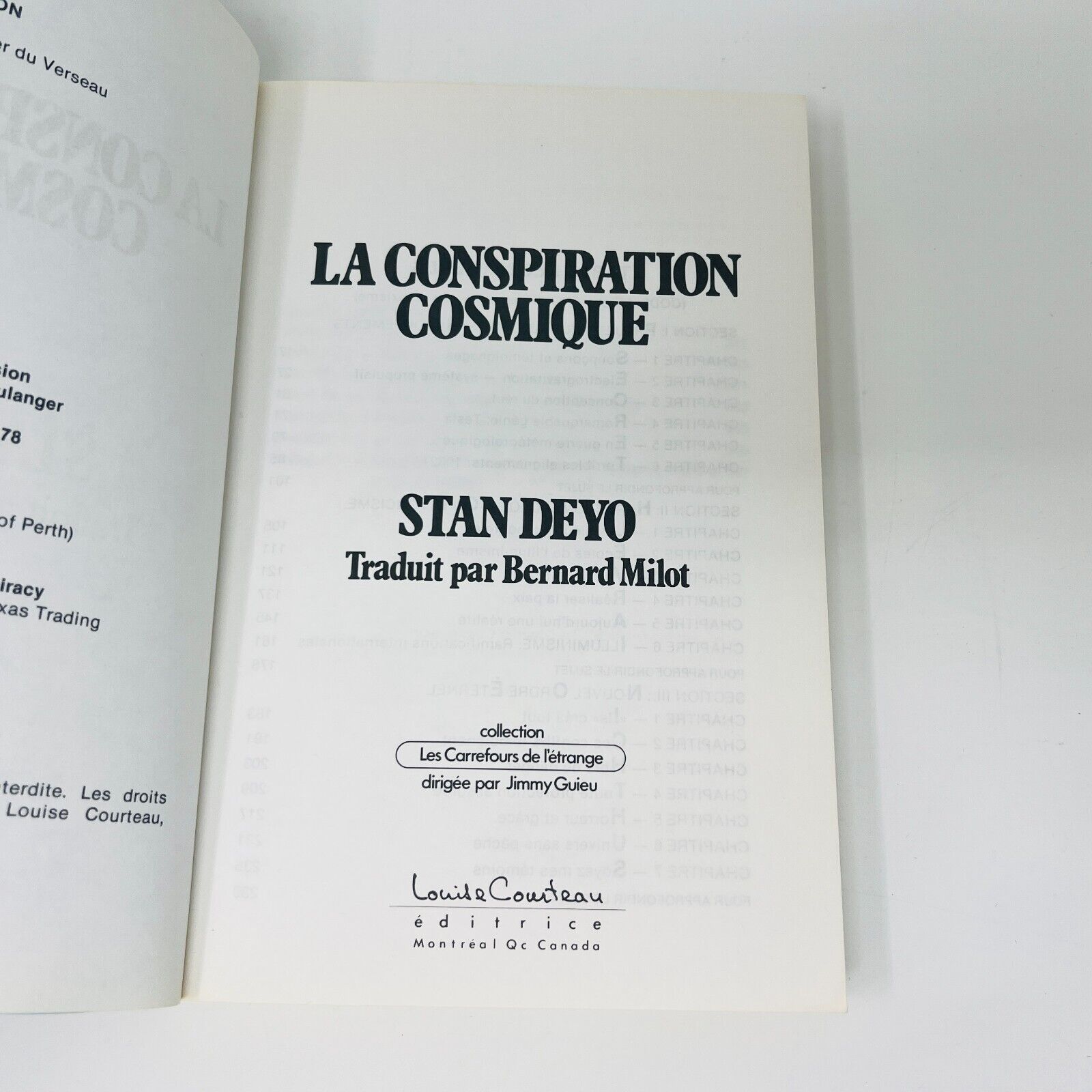 1986 La Conspiration Cosmique de Stan Deyo Livre Français Paranormal Ovnis Vtg