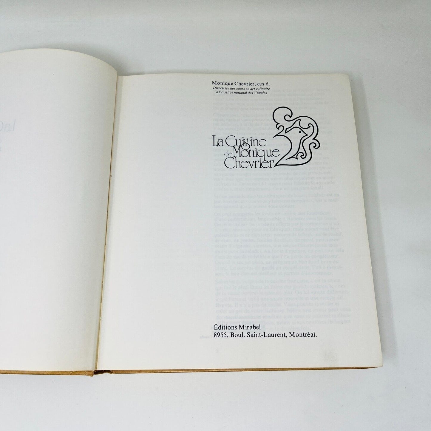 1973 La Cuisine de Monique Chevrier Mirabel Livre Recettes en Français Cookbook