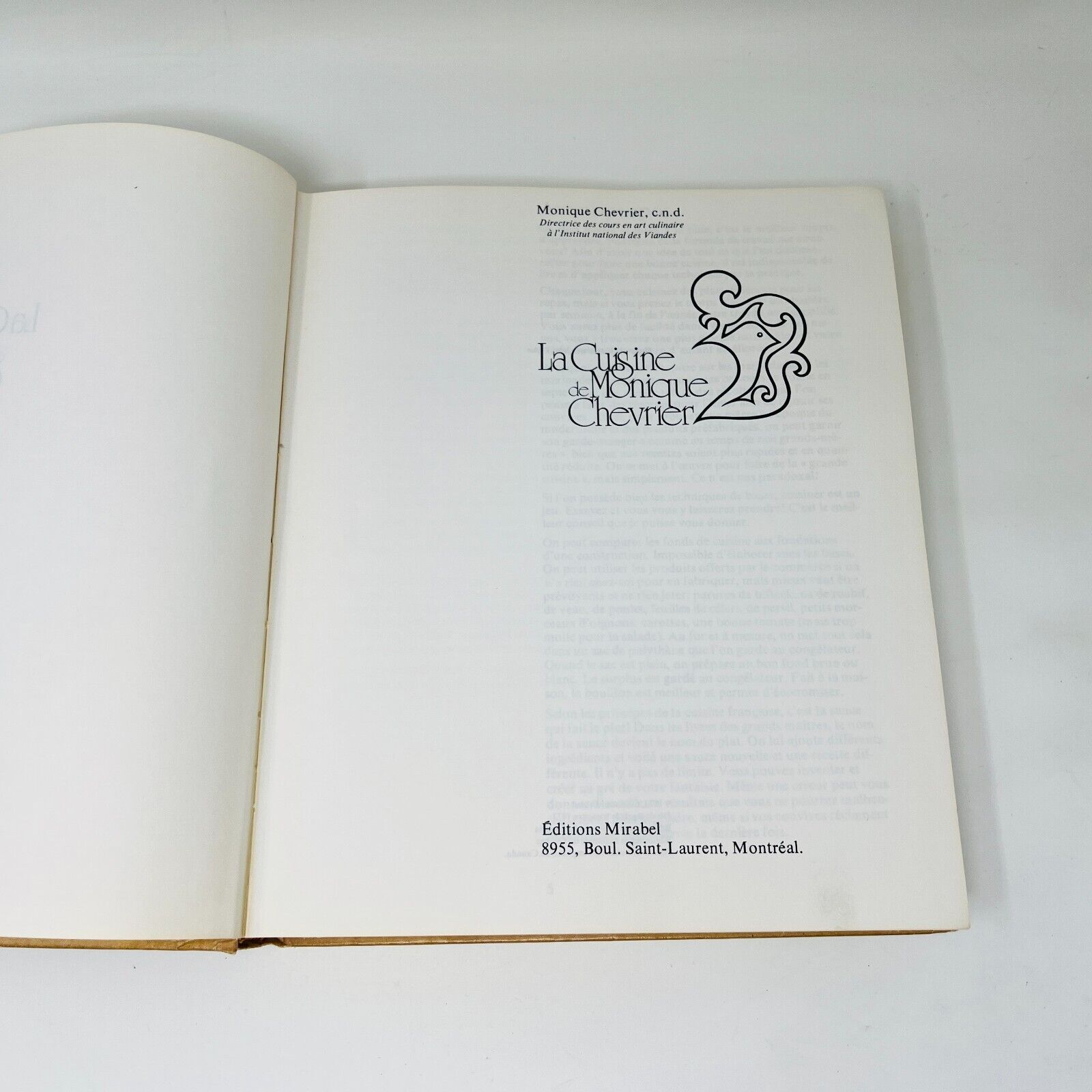 1973 La Cuisine de Monique Chevrier Mirabel Livre Recettes en Français Cookbook