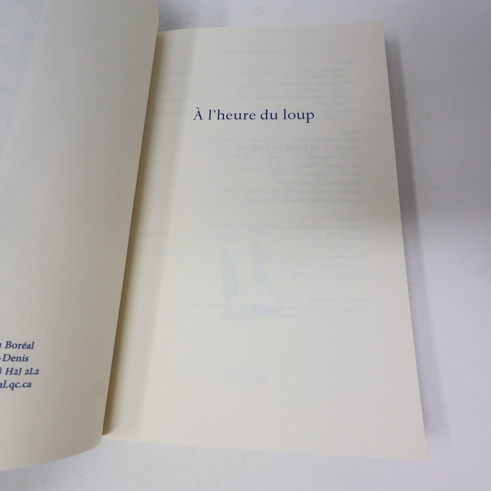 2002 À l'Heure du Loup Pierre Morency Boréal Littérature Québécoise Roman Prose