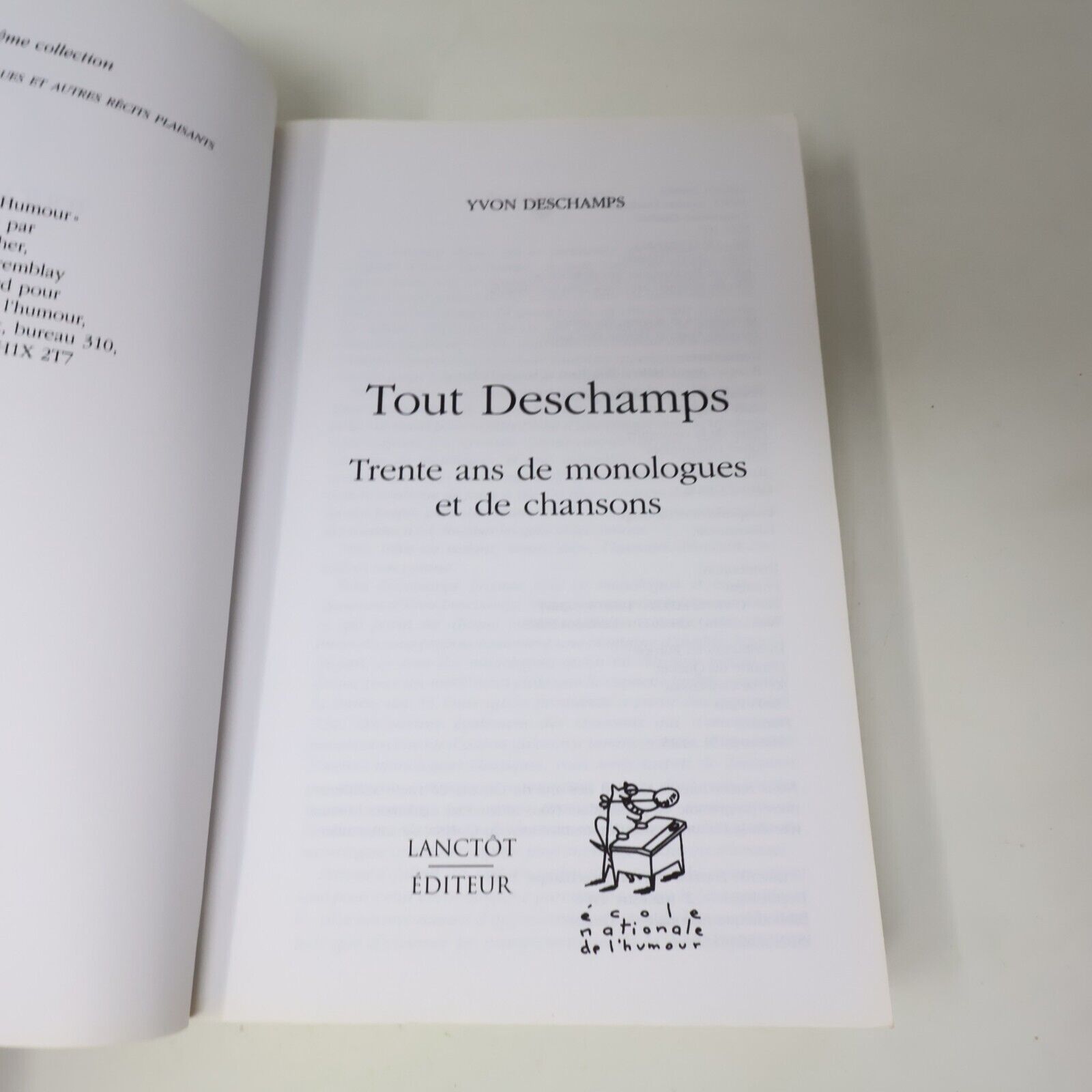 1998 Tout Deschamps Trente Ans de Monologues et de Chansons de Yvon Deschamps PB
