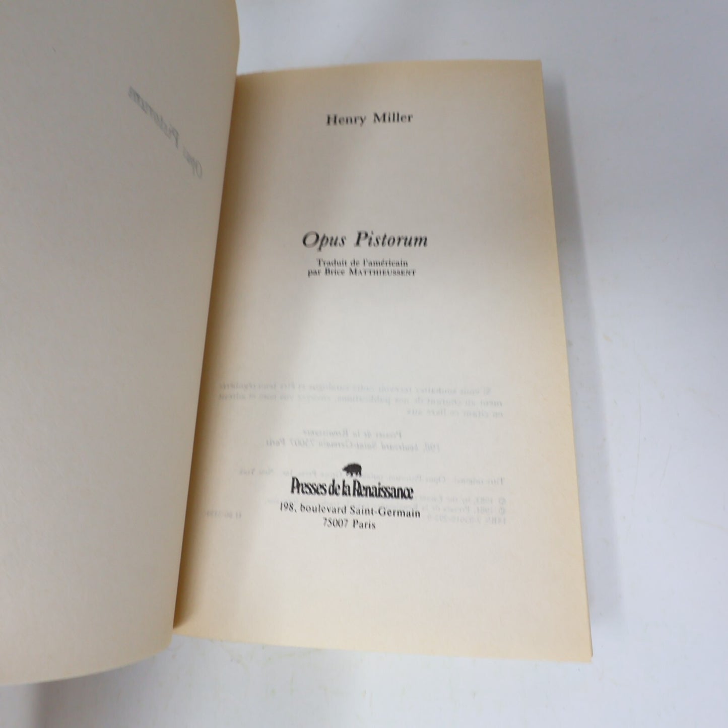 Henry Miller Lot 3 Livres Opus Pistorum/Nexus/Tropique du Cancer Français French
