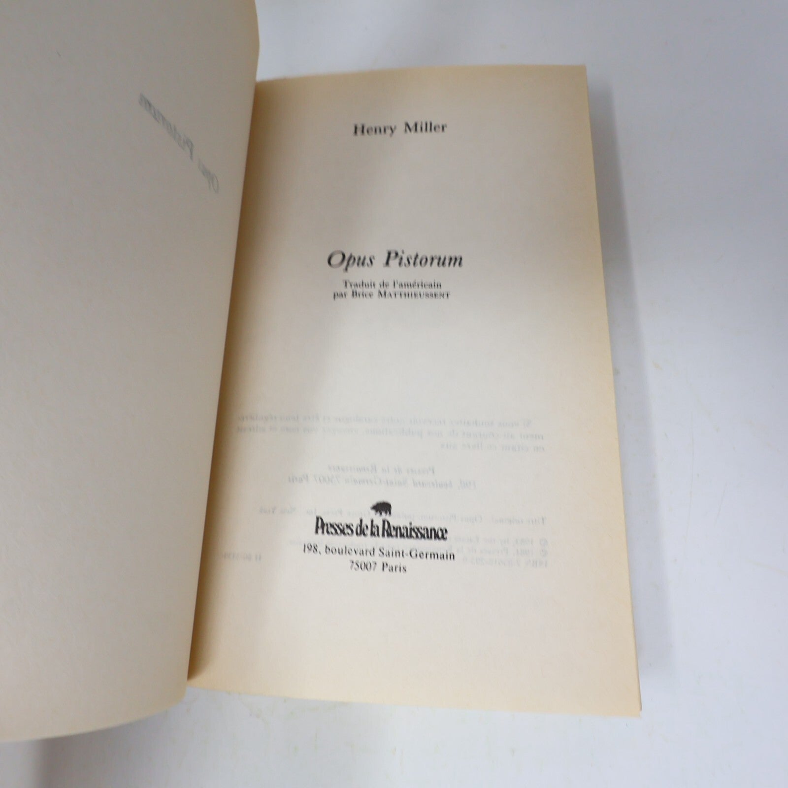 Henry Miller Lot 3 Livres Opus Pistorum/Nexus/Tropique du Cancer Français French