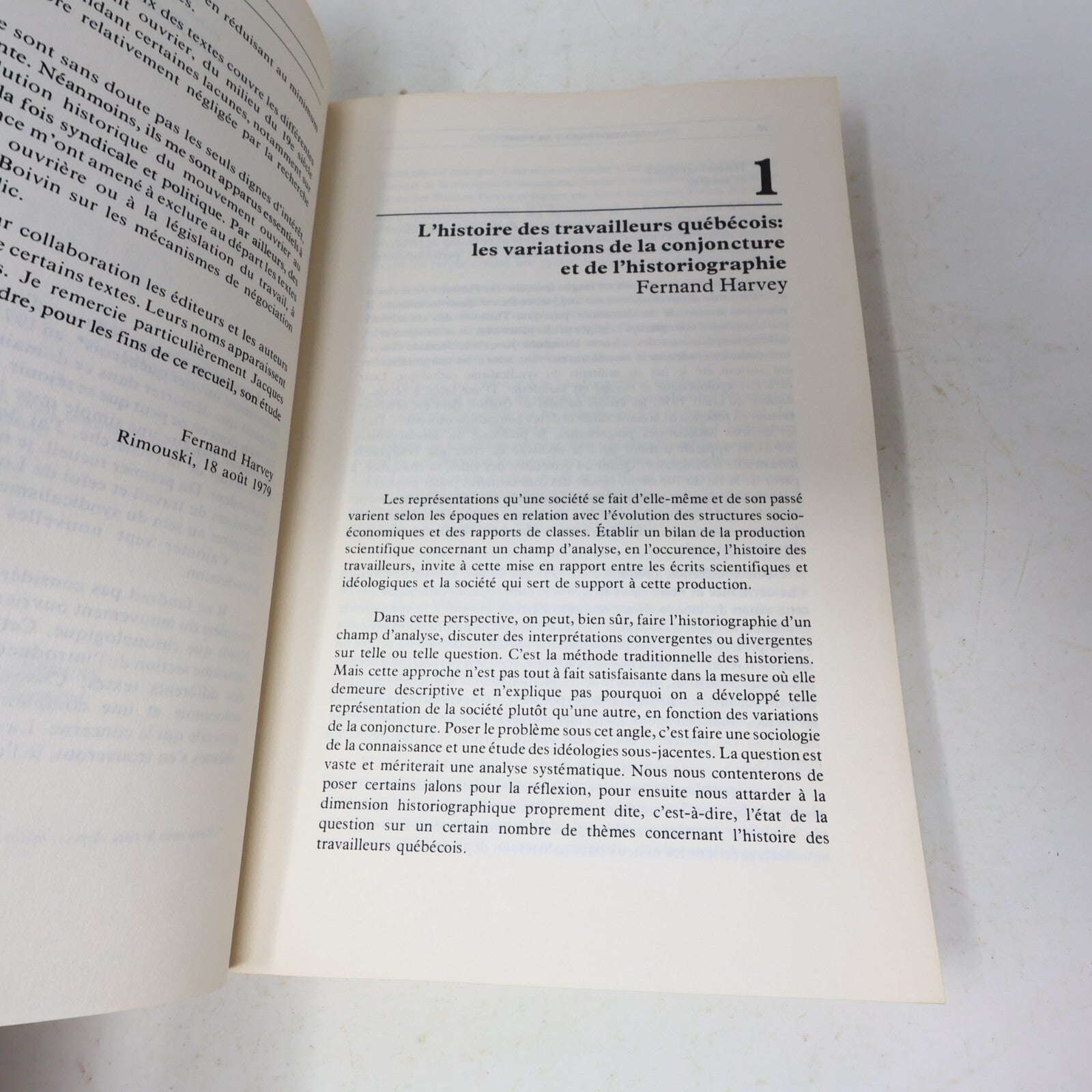 1980 Le Mouvement Ouvrier au Québec Fernand Harvey Boréal Syndicalisme Histoire