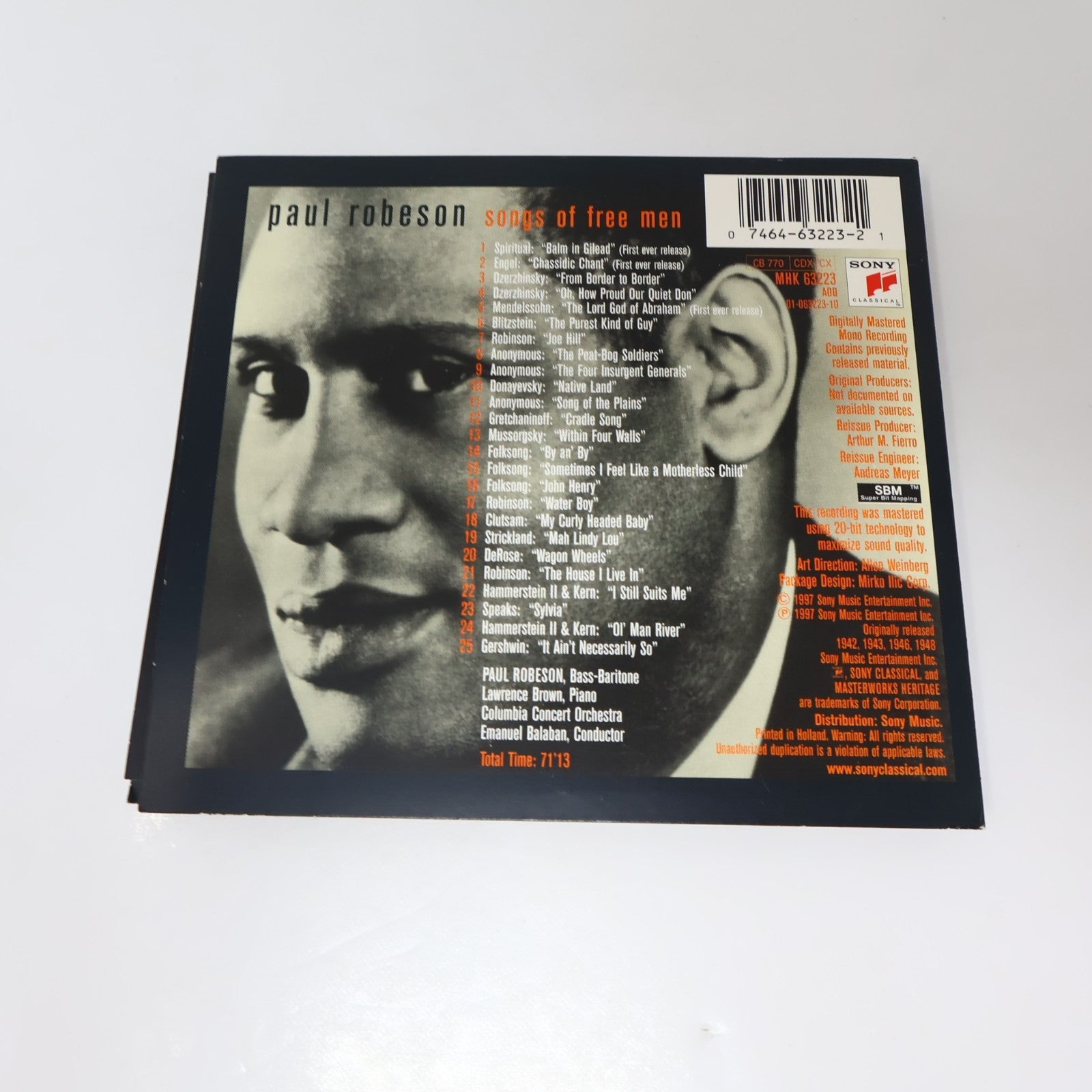 Paul Robeson Songs of Free Men CD Sony Classical MHK 63223 Balm In Gilead