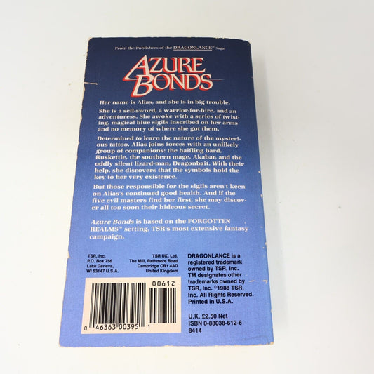 1988 Forgotten Realms Azure Bonds by Jeff Grubb Kate Novak TSR Fantasy 1st Print