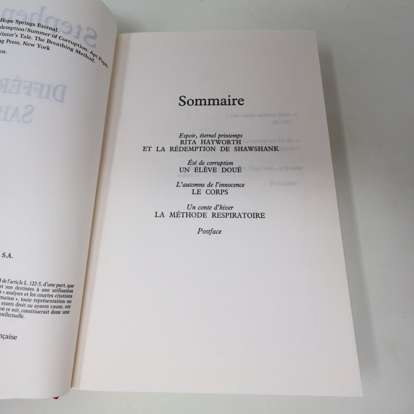1994 Différentes Saisons de Stephen King Hardcover HC France Loisirs Horreur 90s