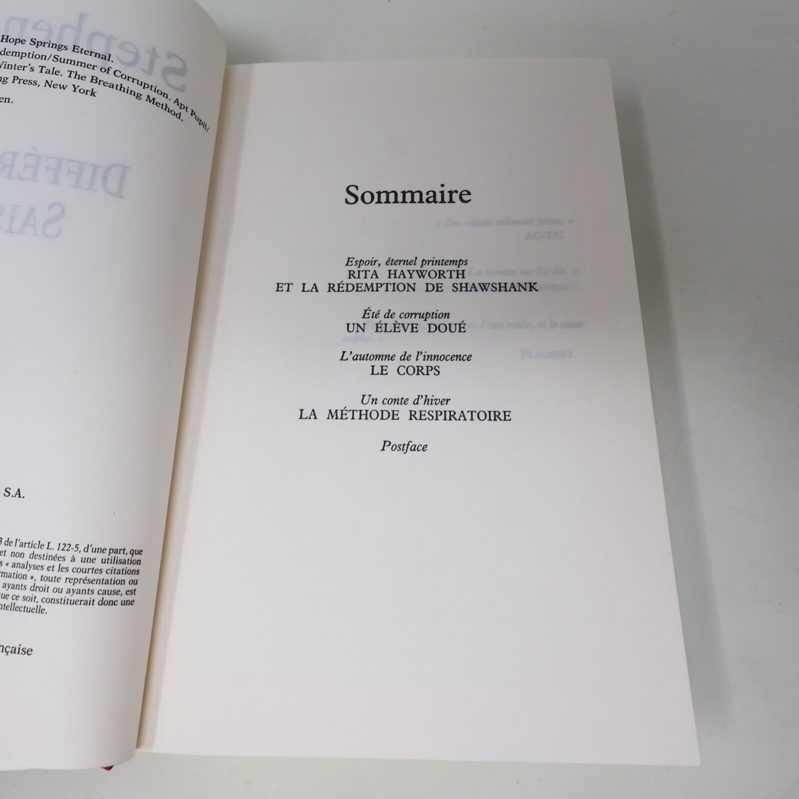 1994 Différentes Saisons de Stephen King Hardcover HC France Loisirs Horreur 90s
