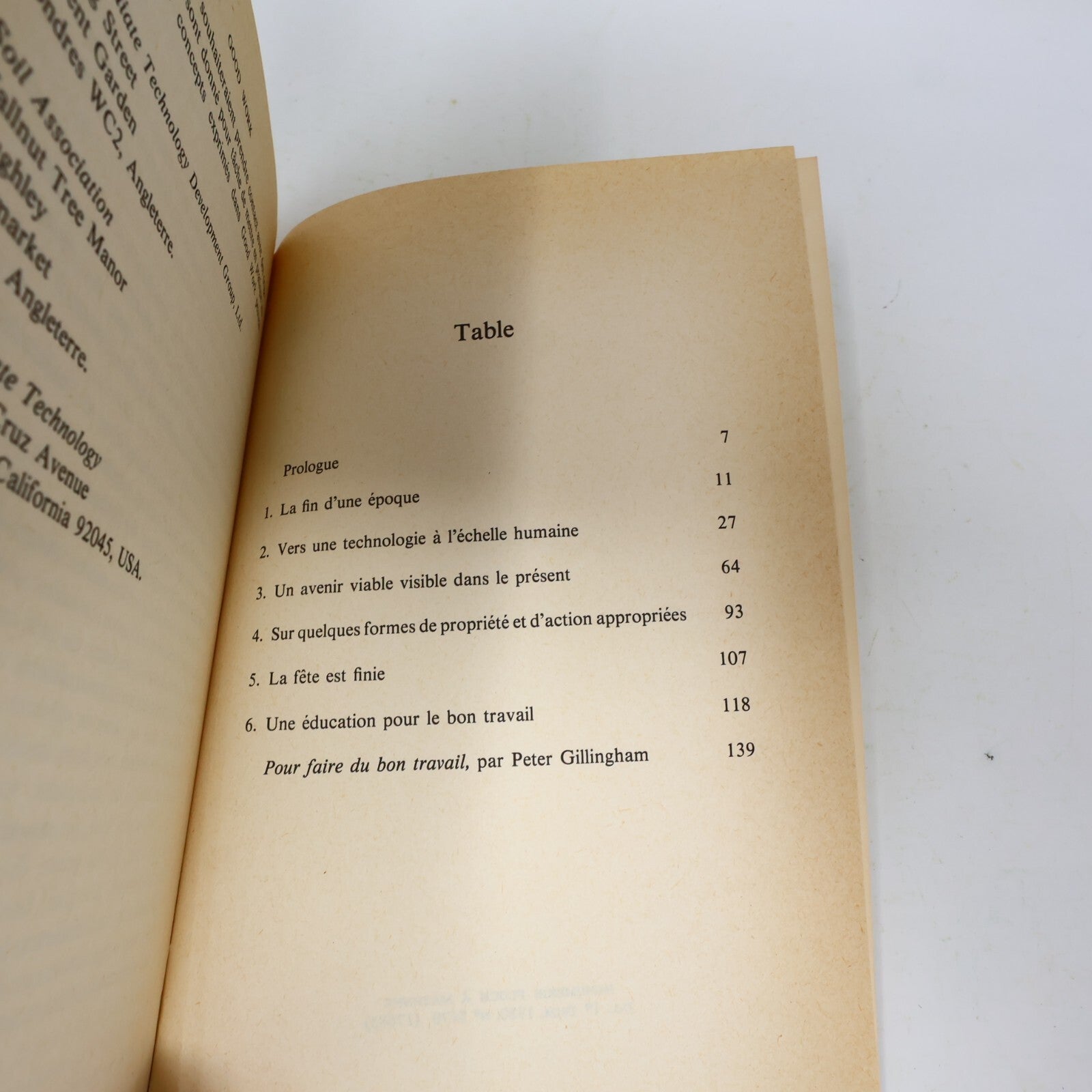 1980 Good Work Ernst Friedrich Schumacher Seuil Société Affaires Français Livre