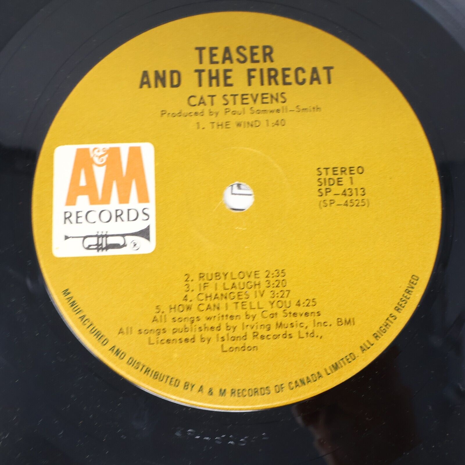 Cat Stevens Teaser And The Firecat LP Record 1971 A&M Records SP 4313 Canada 70s