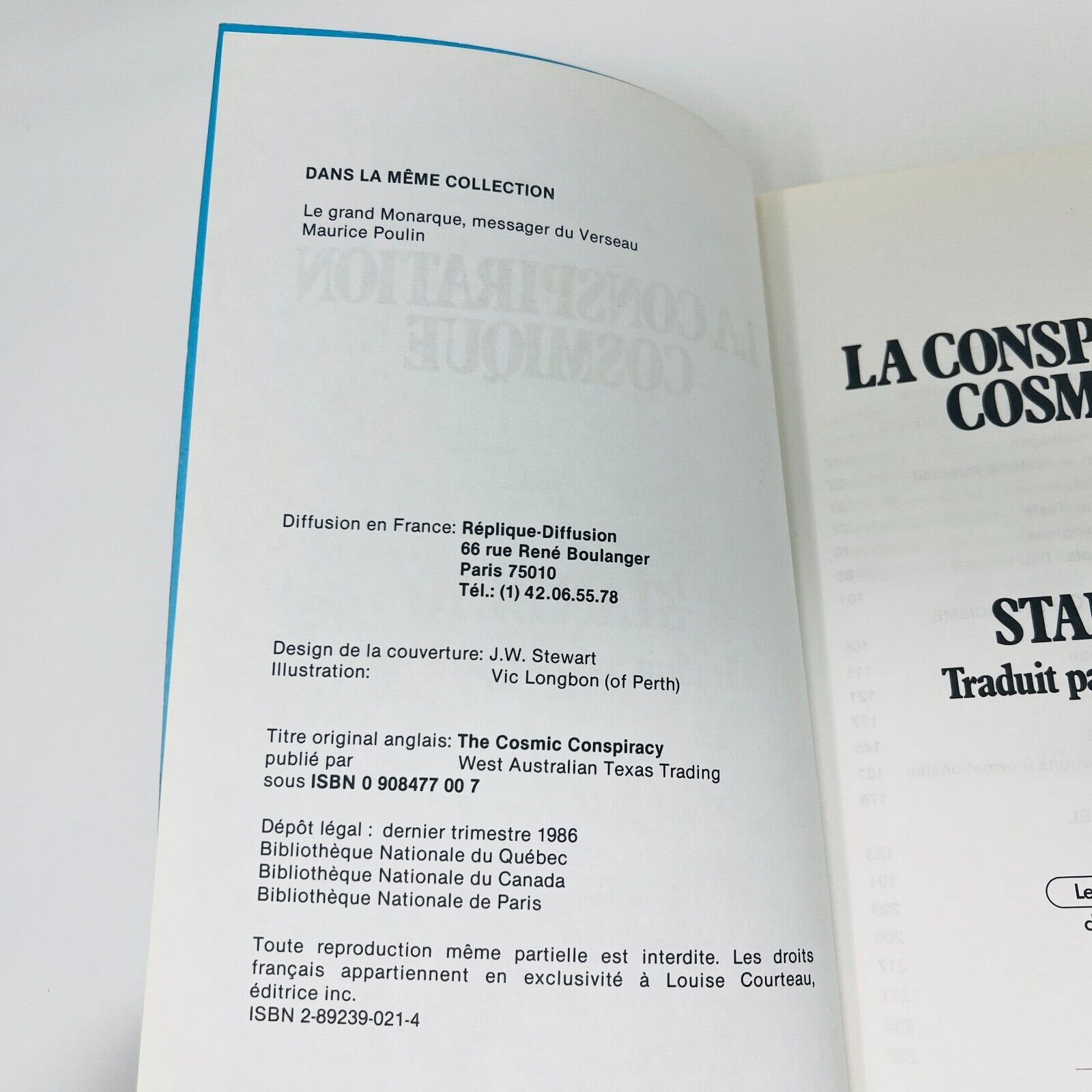 1986 La Conspiration Cosmique de Stan Deyo Livre Français Paranormal Ovnis Vtg
