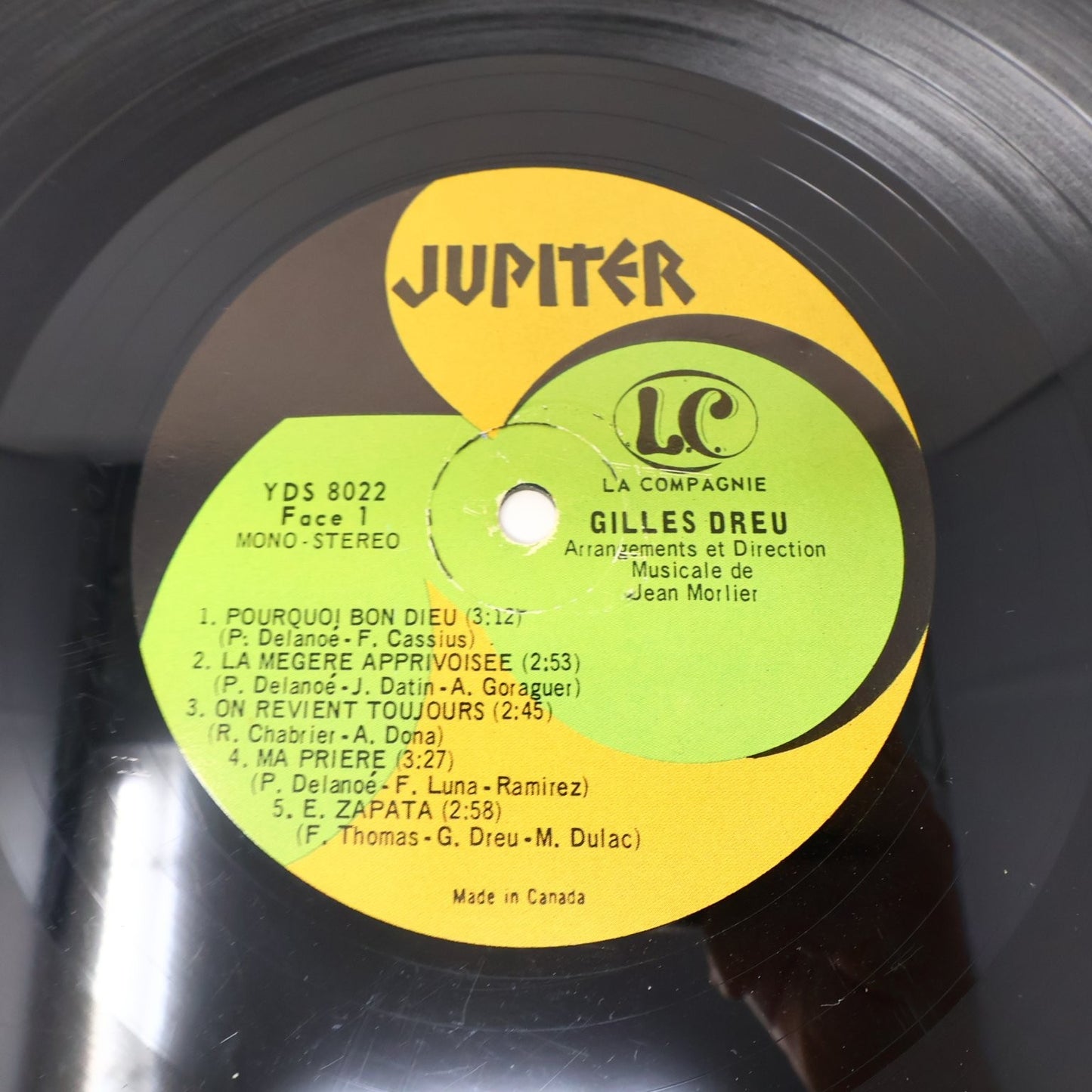 Gilles Dreu - Pourquoi Bon Dieu LP Record 1968 Jupiter French Chanson YDS 8022