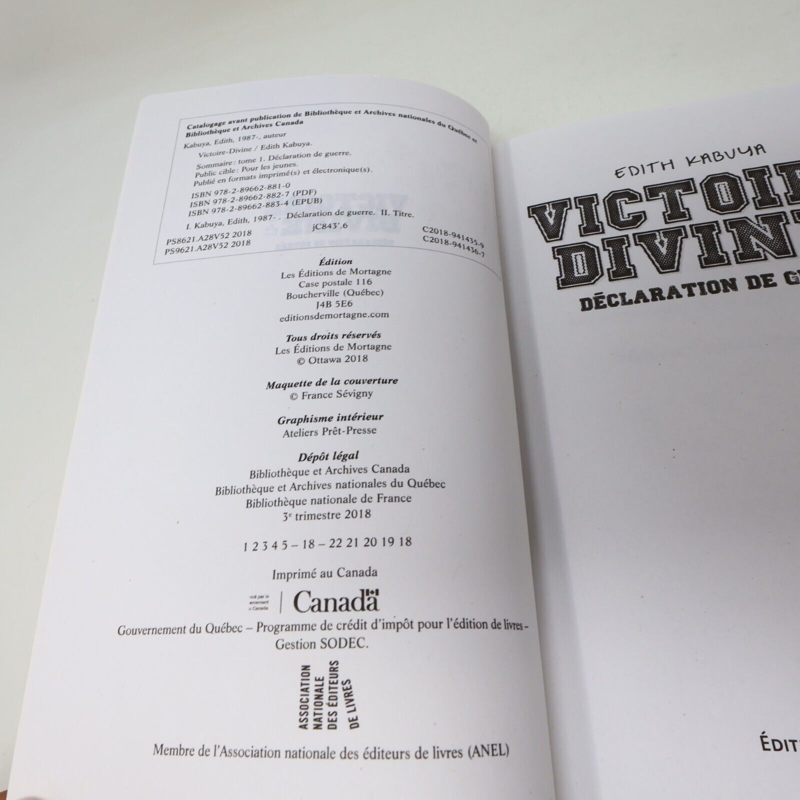 2018 Déclaration de Guerre Victoire Divine #1 de Edith Kabuya De Mortagne PB