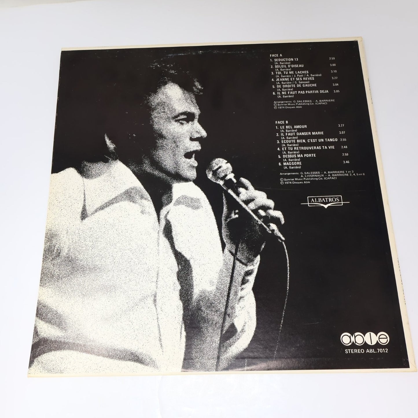 Alain Barriere Lot 10 Disques LP Record Sérénade et Tragédie/Amoco/Seduction