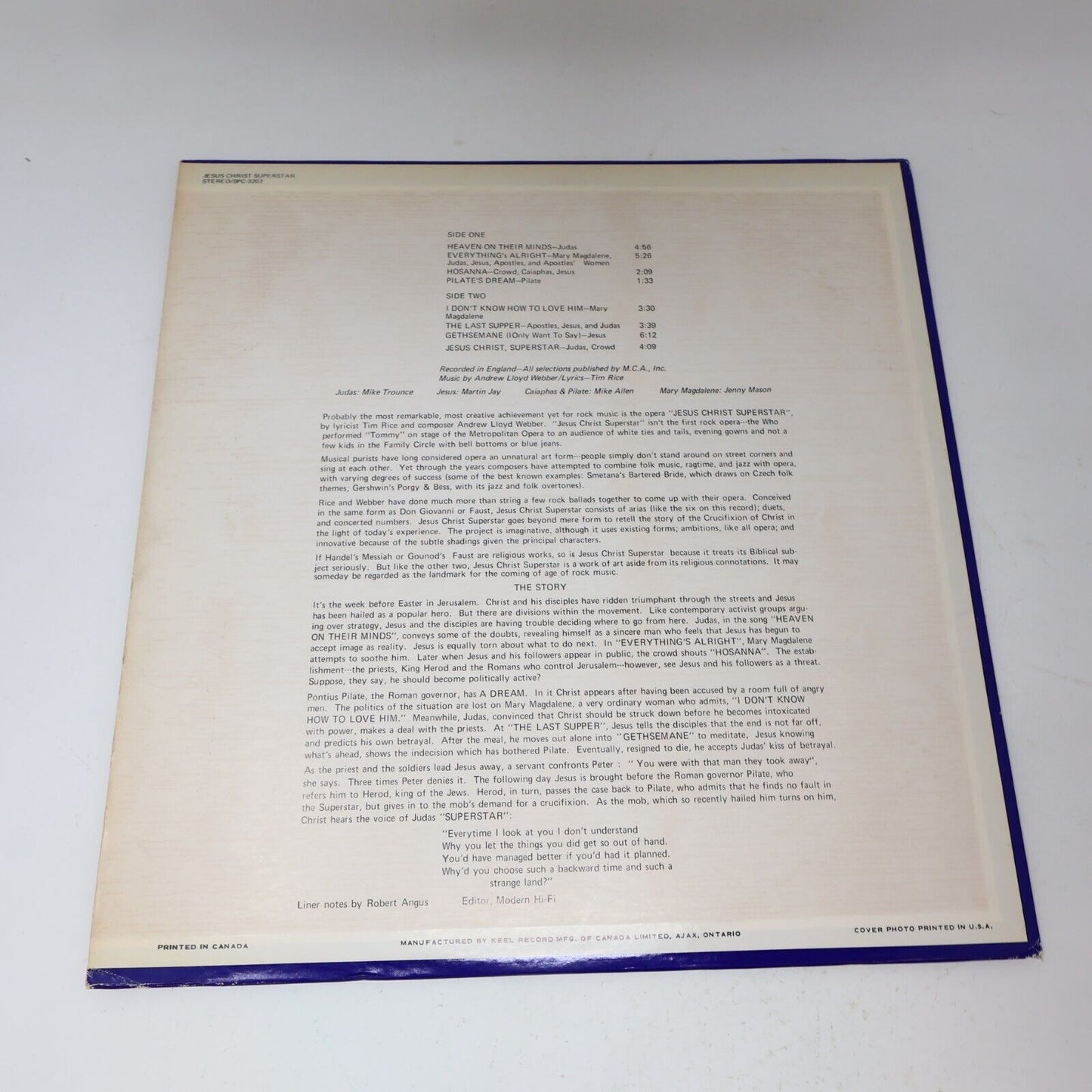 Musical Excerpts From The Rock Opera Jesus Christ Superstar LP Webber / Tim Rice