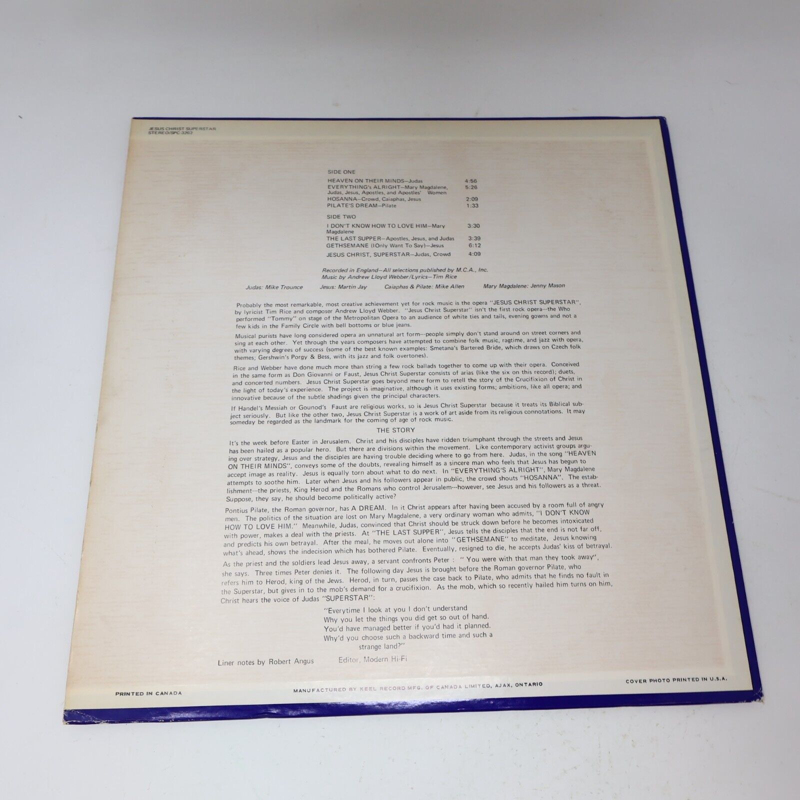 Musical Excerpts From The Rock Opera Jesus Christ Superstar LP Webber / Tim Rice