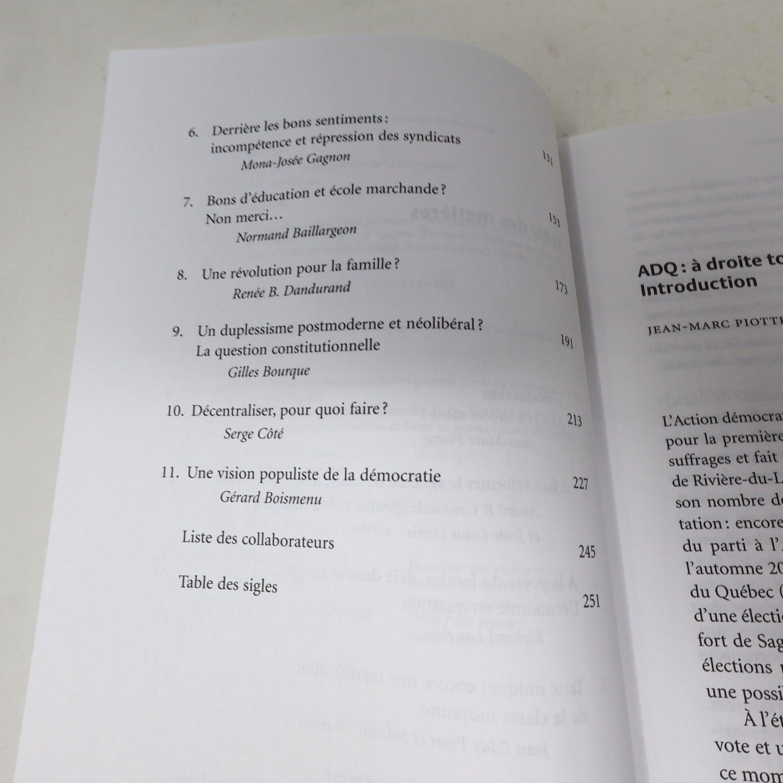 2003 Adq à Droite Toute! le Programme de l'Adq Expliqué Jean-Marc Piotte Hmh PB