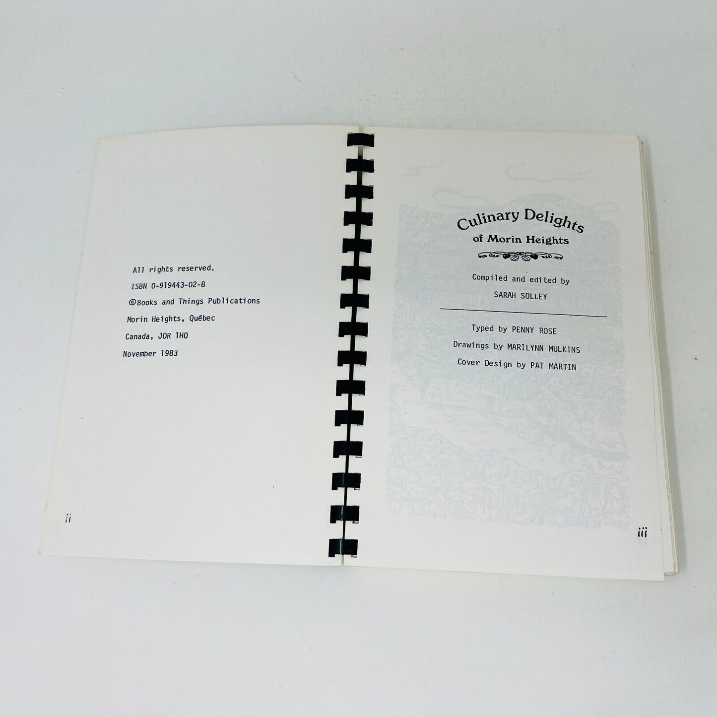 1983 Culinary Delights of Morin Heights by Sarah Solley Regional Cookbook Québec