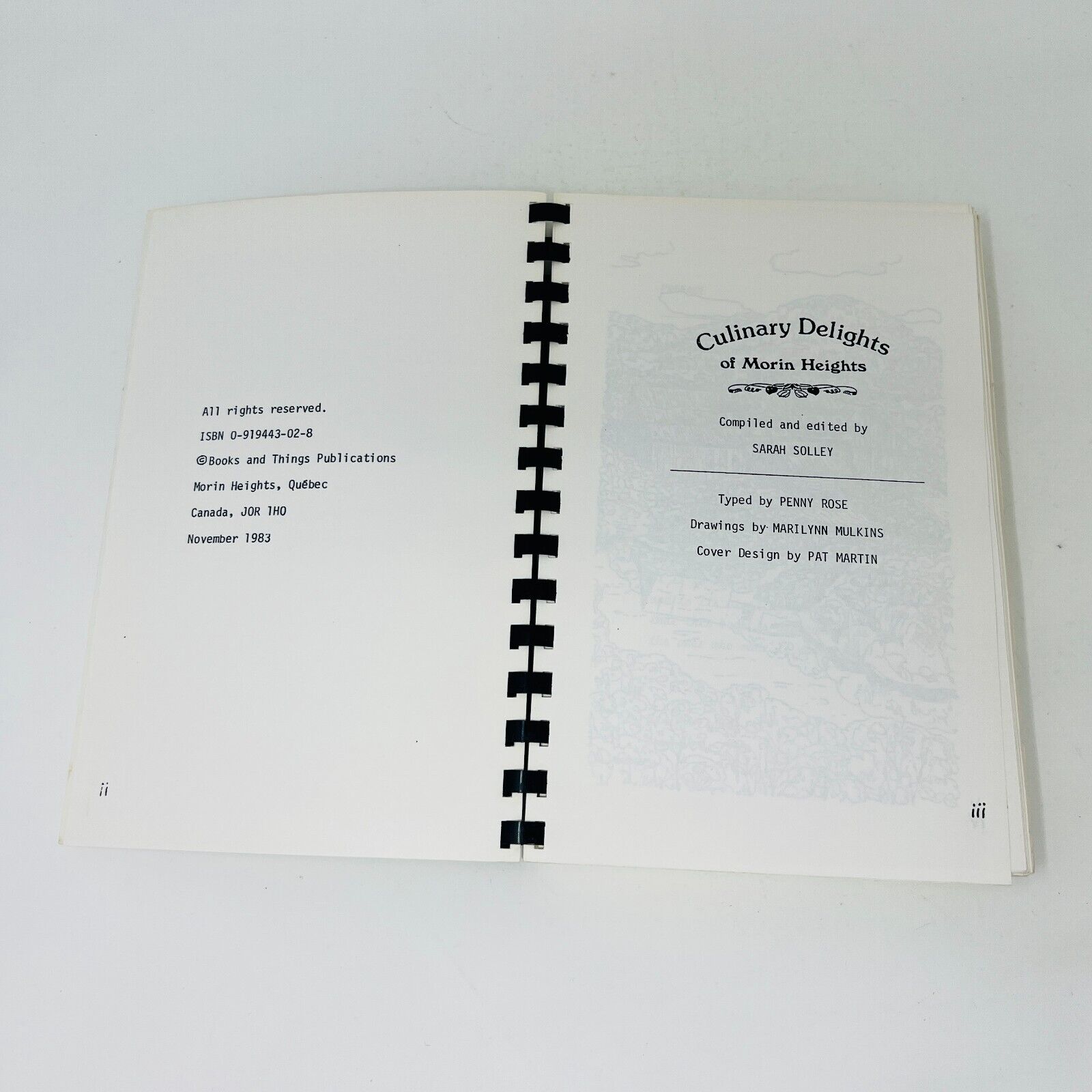 1983 Culinary Delights of Morin Heights by Sarah Solley Regional Cookbook Québec