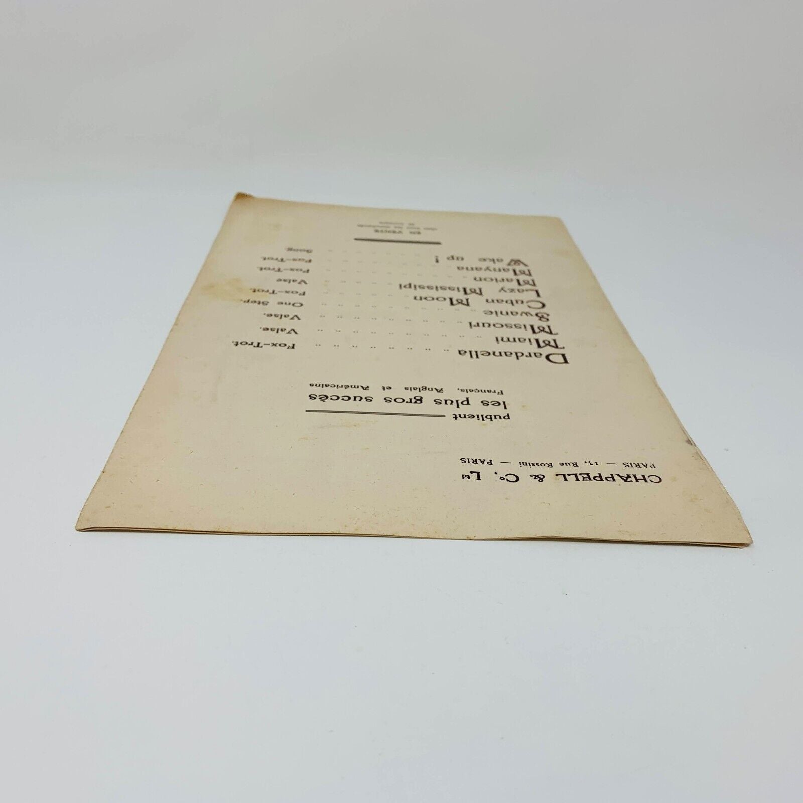 1920 One Step Swanie (Swanee) Partition Français French Harry Pilcer Gershwin