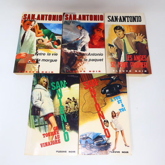 San-Antonio Romans Spécial Police Lot 5 Livres Français 70s #93 101 123 194 201