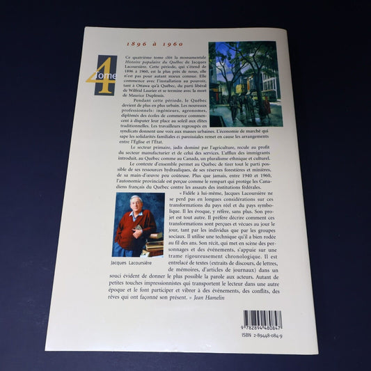 1995 Histoire Populaire du Québec #4 1896 à 1960 de Jacques Lacoursière Français