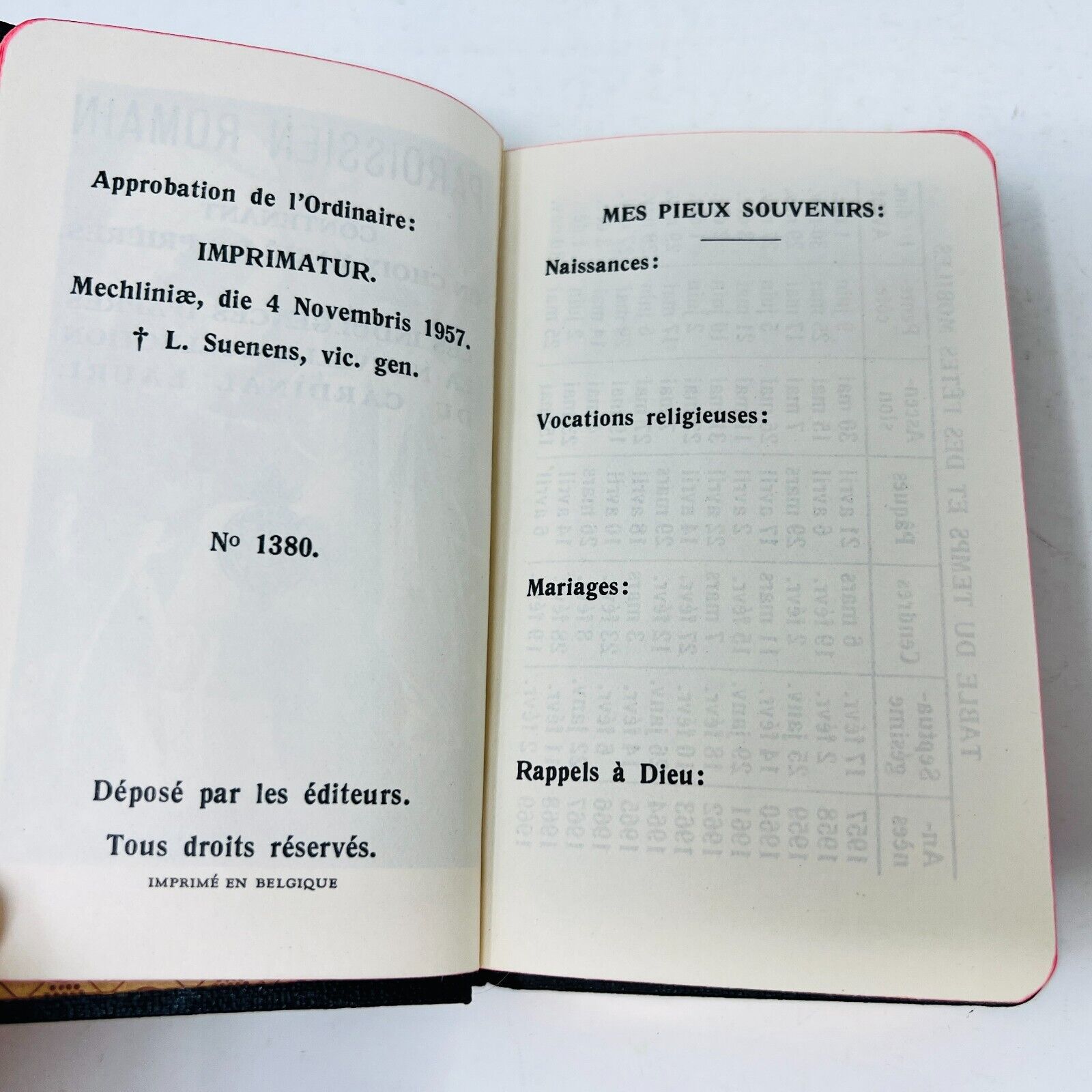 1957 Paroissien Romain Très Petit Format Proost Français Prières Cardinal Lauri