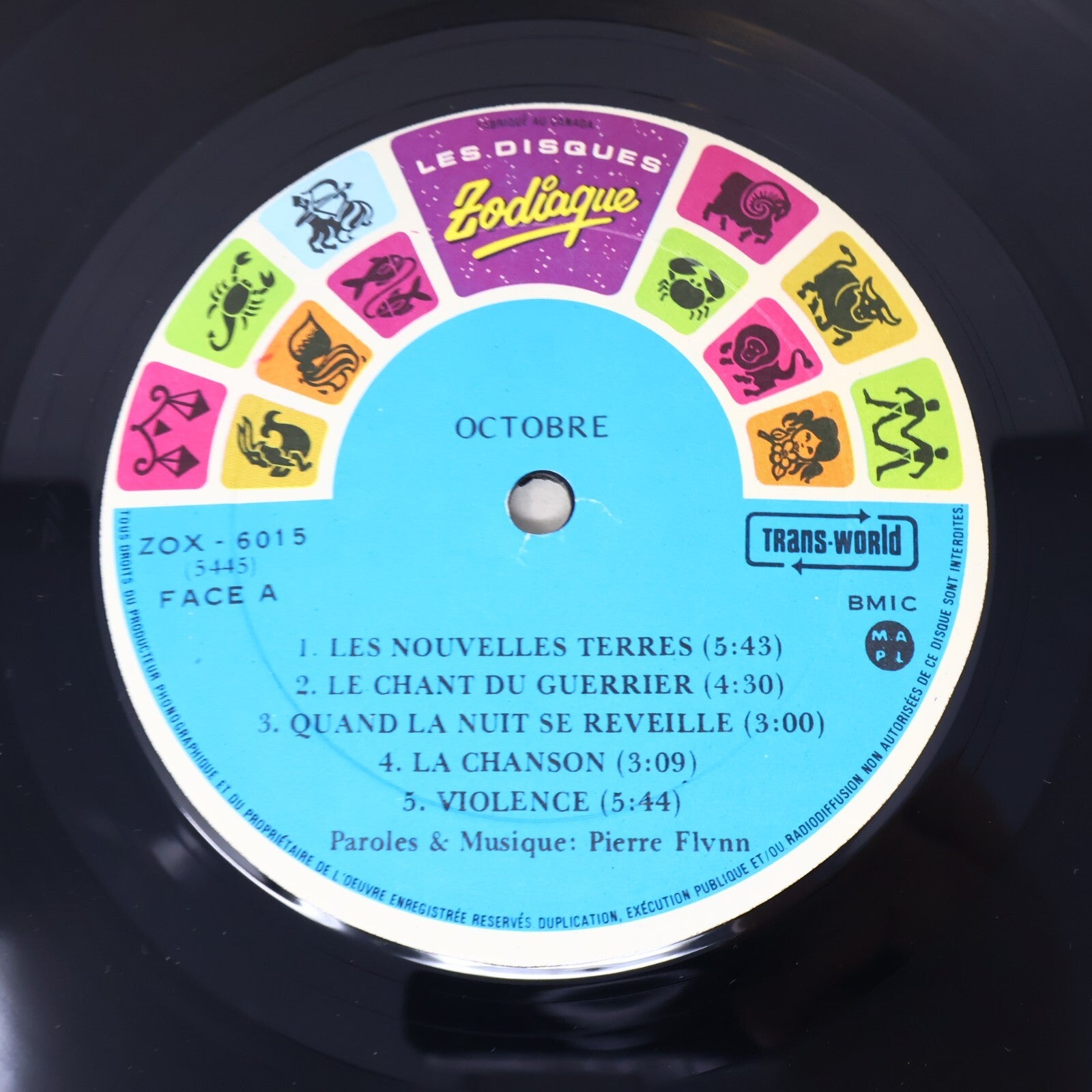 Octobre Les Nouvelles Terres Disque LP Prog Rock Québécois 1974 Record ZOX-6015