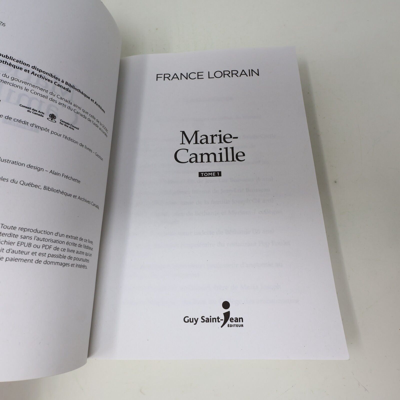 2019 Marie-Camille Tome 1 France Lorrain Roman Historique Québec Guy Saint-Jean