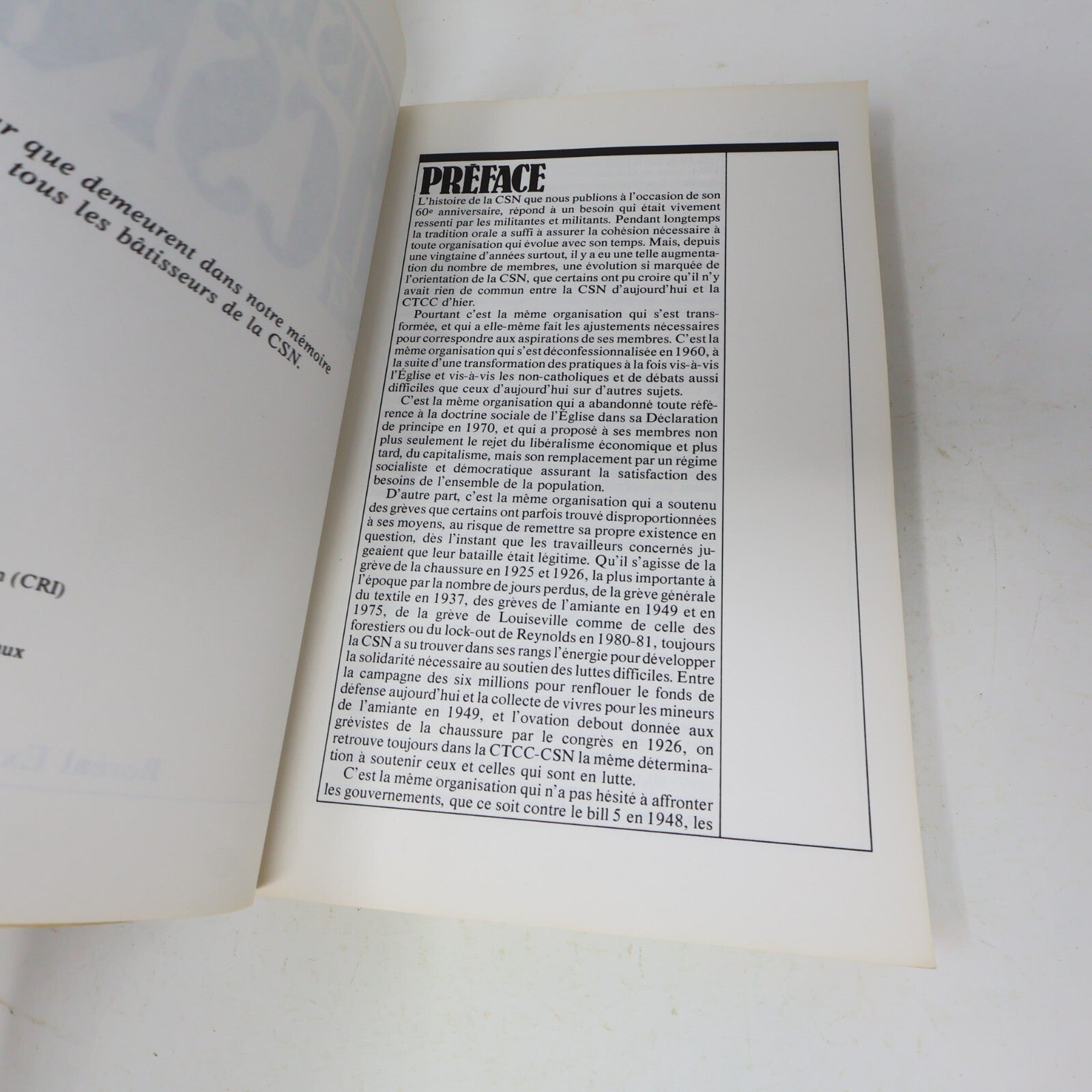 1981 Histoire de la Csn 1921-1981 Jacques Rouillard Boréal Syndicalisme Français