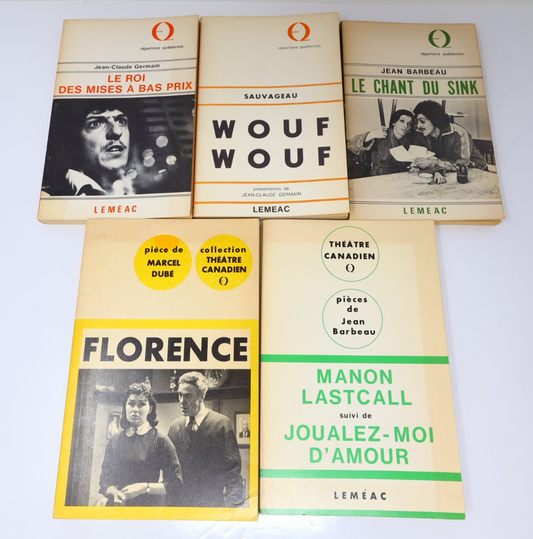 Théâtre Québec Lot 5 Livres Leméac Wouf Wouf/Florence/Chant du Sink Français 70s