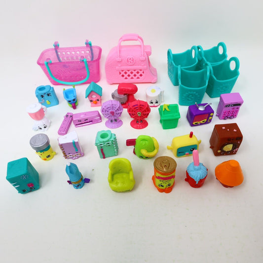 Lot of 25 Shopkins Figures Toys Mixed Furniture Home TV Books Fan Baskets Moose