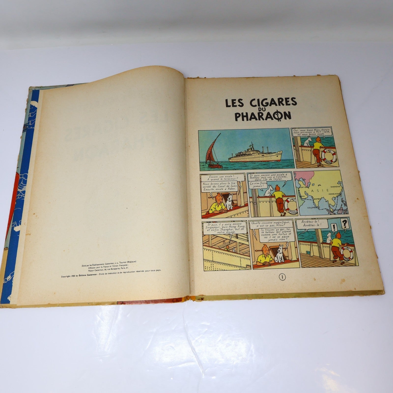 Tintin Les Cigares du Pharaon Hergé Casterman B14 1955 EO Couleur Français HC