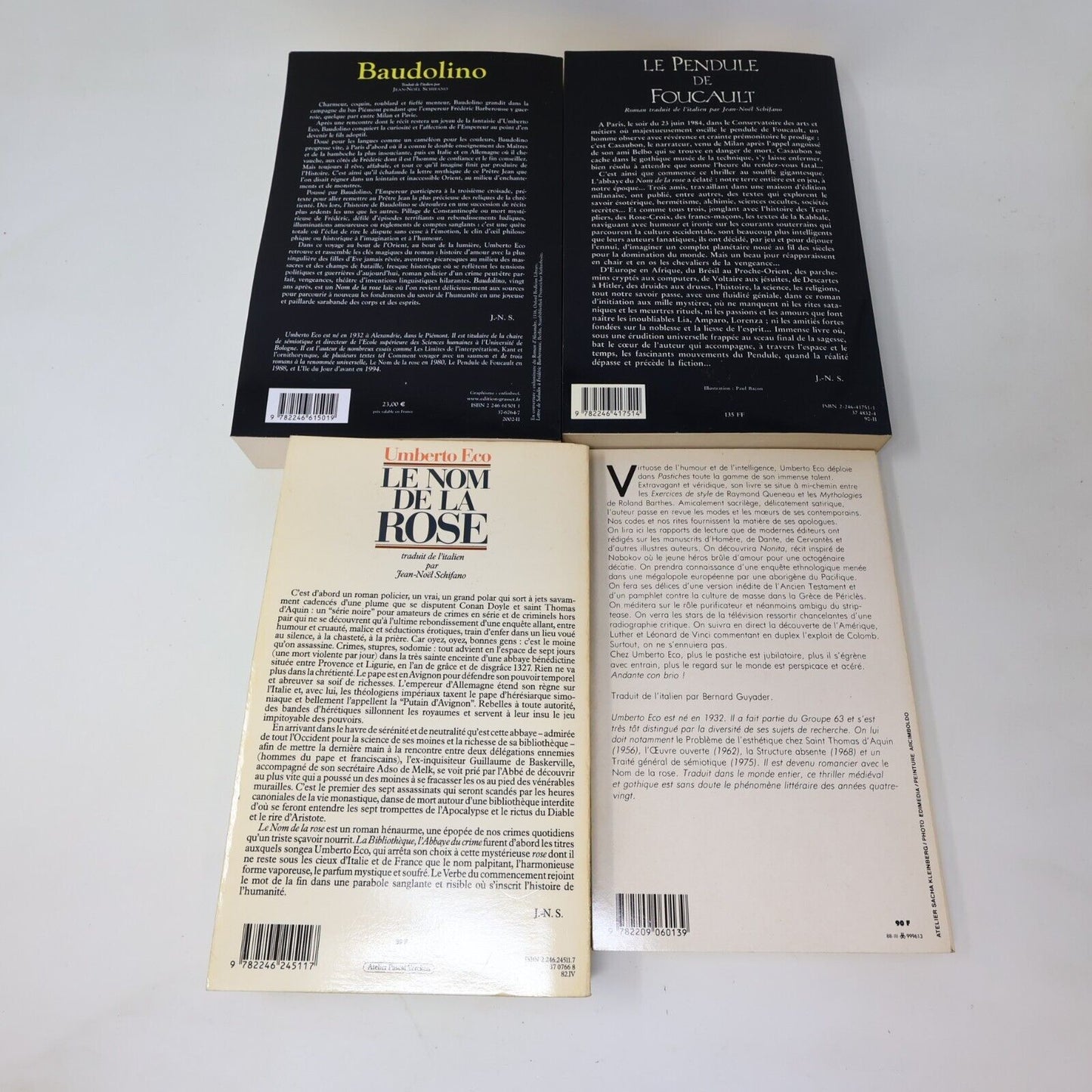 Umberto Eco Le Nom de la Rose Baudolino Pendule de Foucault Lot 4 Livres Roman