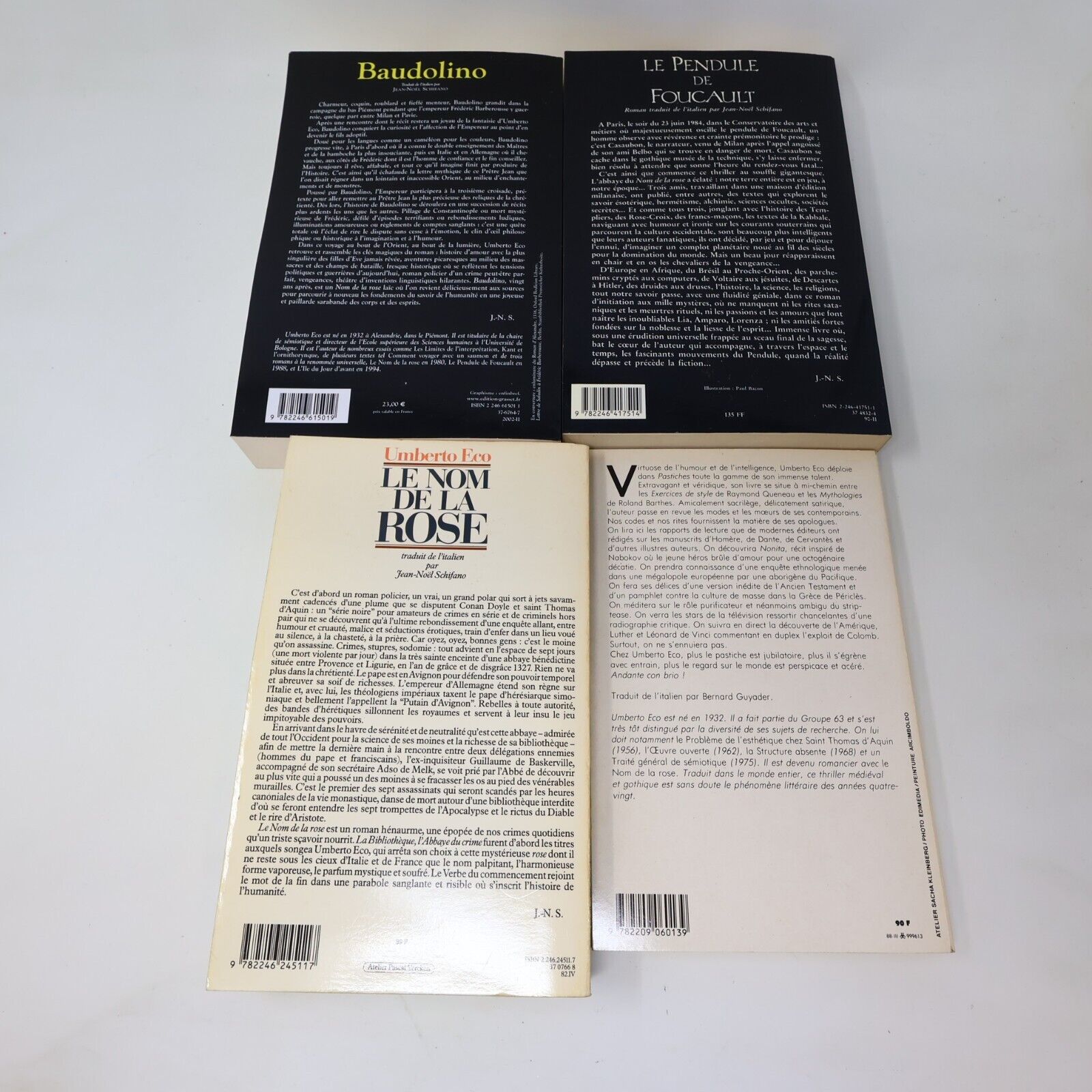 Umberto Eco Le Nom de la Rose Baudolino Pendule de Foucault Lot 4 Livres Roman