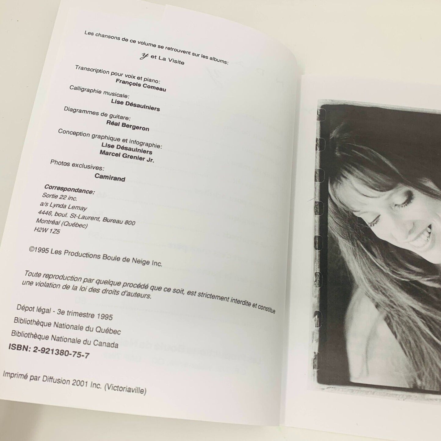 1995 Lynda Lemay Y Partitions Songbook Piano Guitar Québécois en Français French