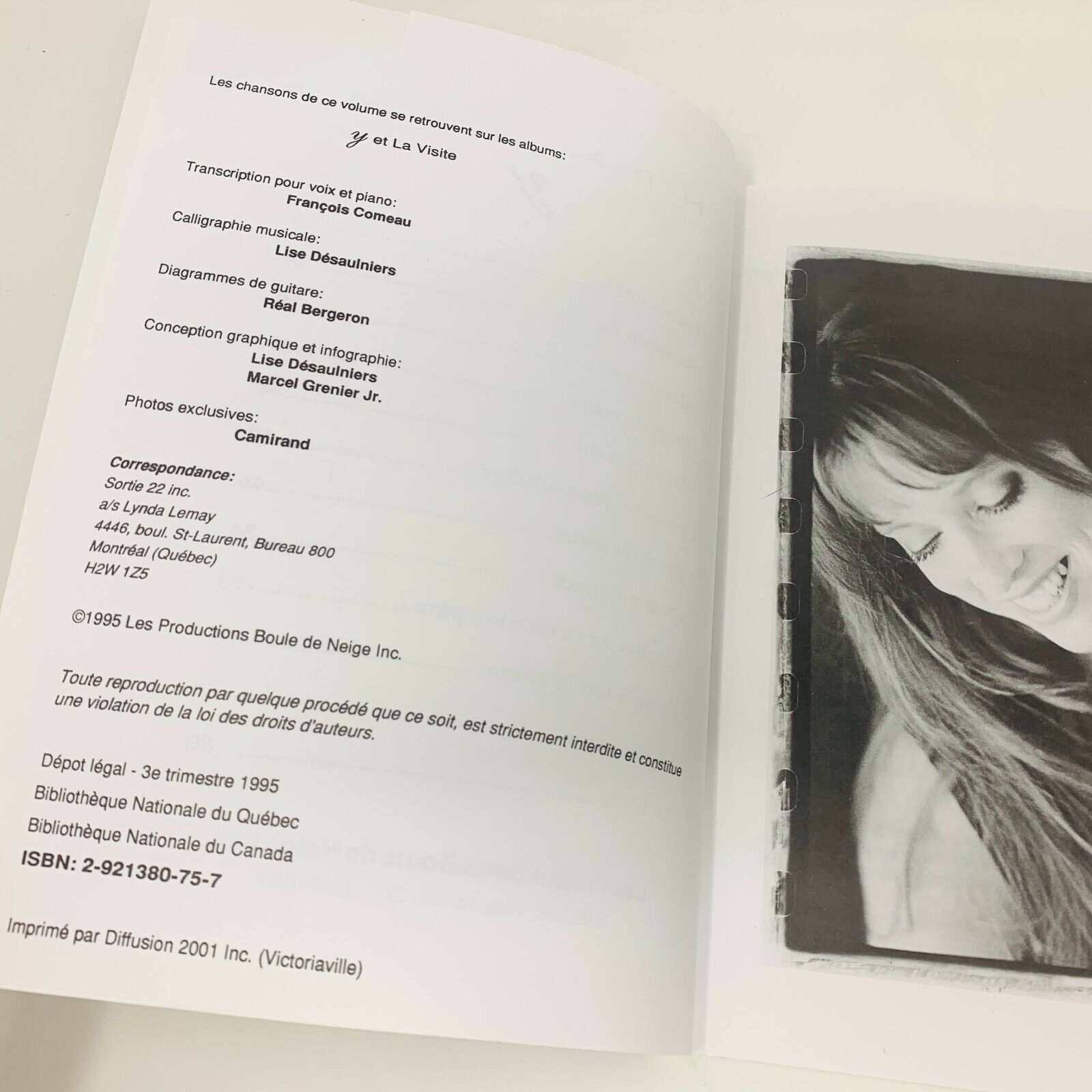 1995 Lynda Lemay Y Partitions Songbook Piano Guitar Québécois en Français French