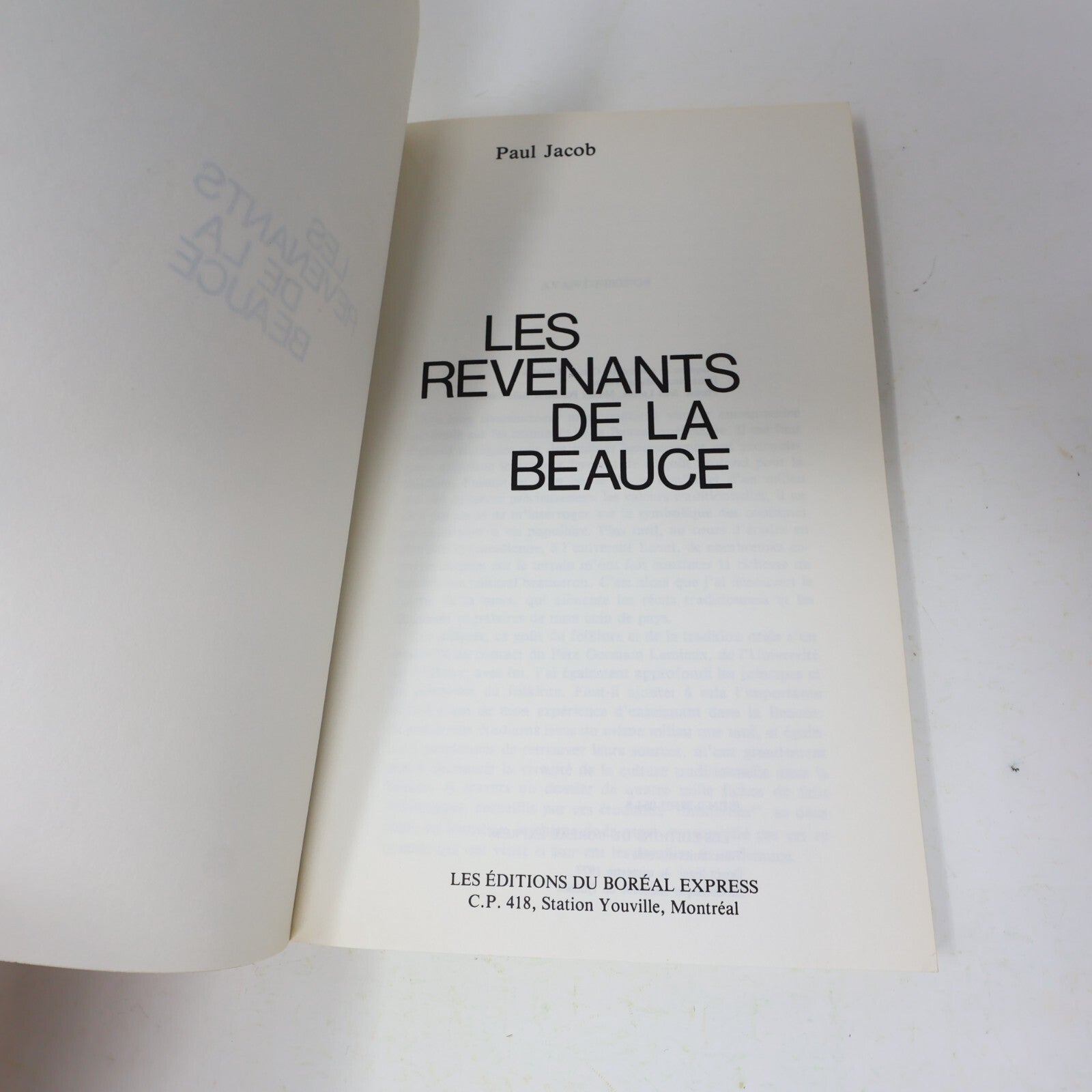 1978 Les Revenants de la Beauce Paul Jacob Boréal Québec Fantômes Folklore Livre