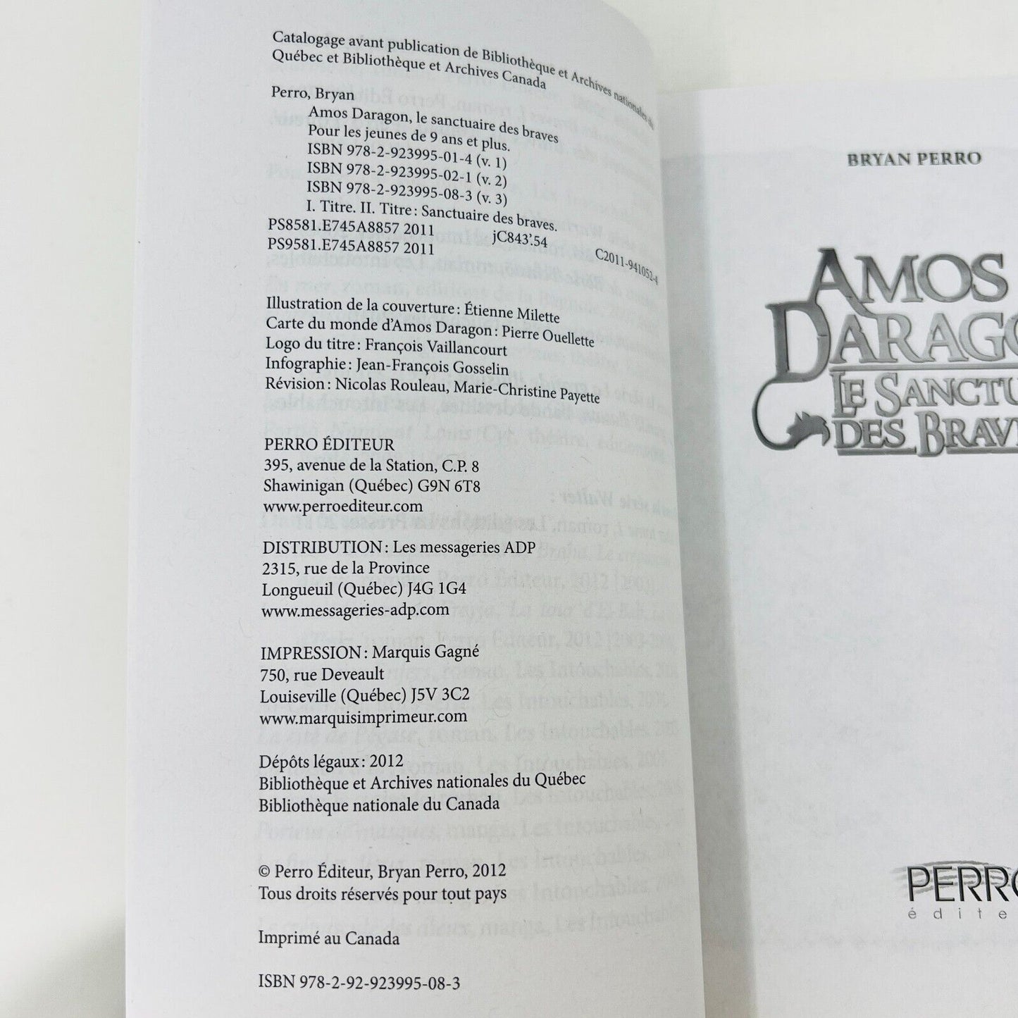 Lot Amos Daragon Le Sanctuaire des Braves #1-3 Série Complète Bryan Perro Livres