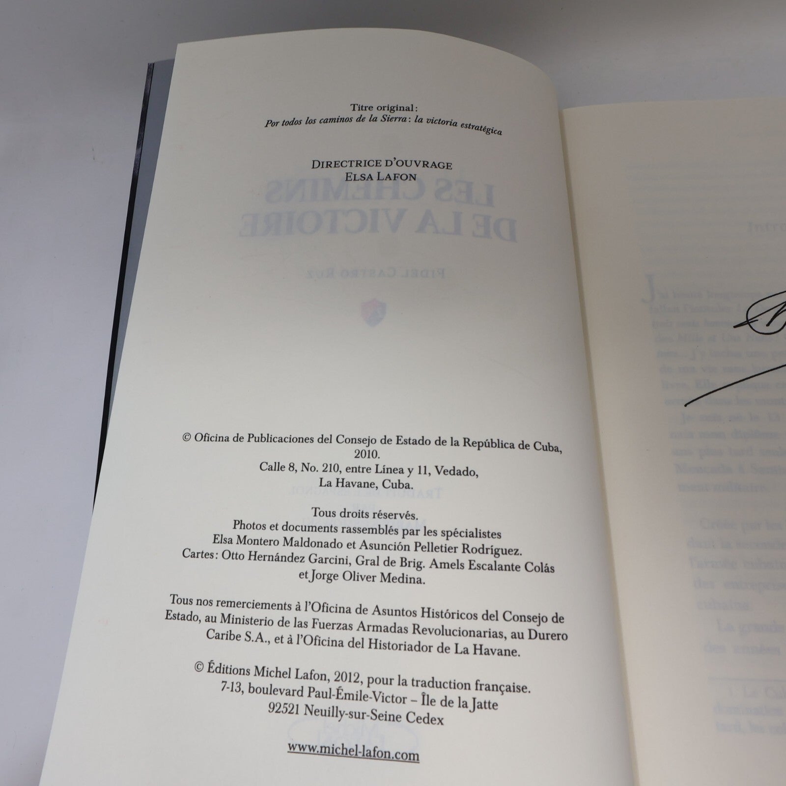 2012 Les Chemins de la Victoire Fidel Castro Biographie Politique Michel Lafon