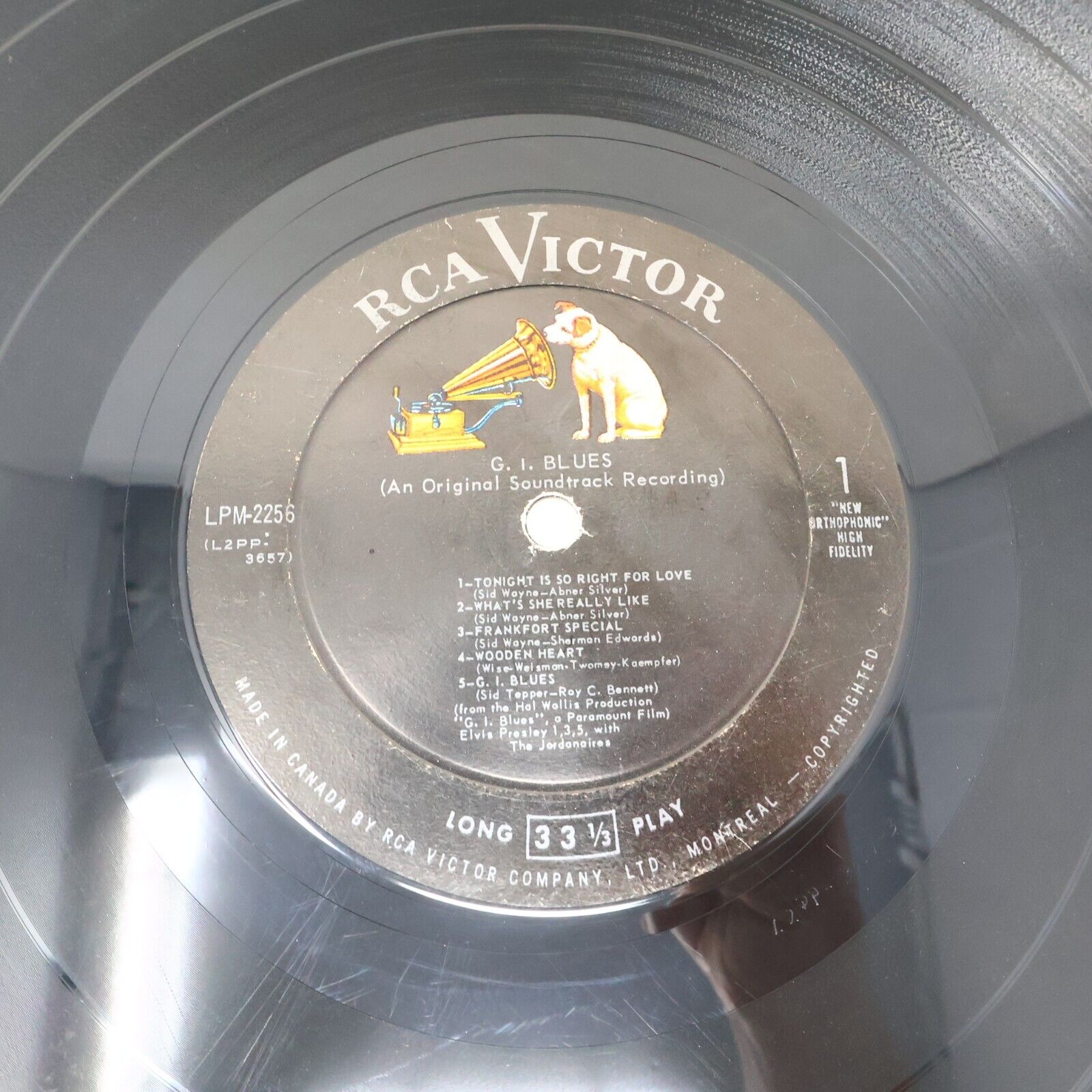 Elvis Presley G. I. Blues LP Record Vinyl RCA Victor LPM-2256 Canada 1960 Mono