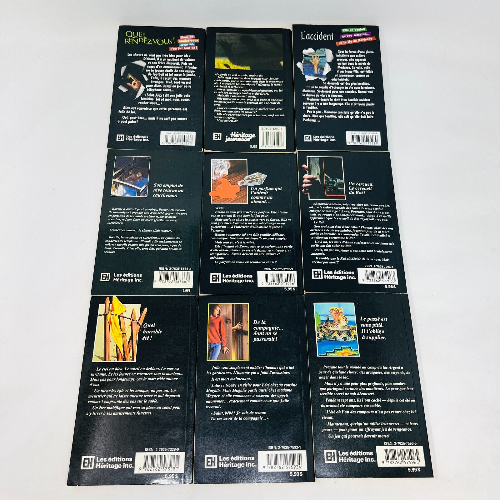 9x Frissons EH Lot Livres Quel Rendez-Vous!/L'Accident/Poupées Mutilées Stine