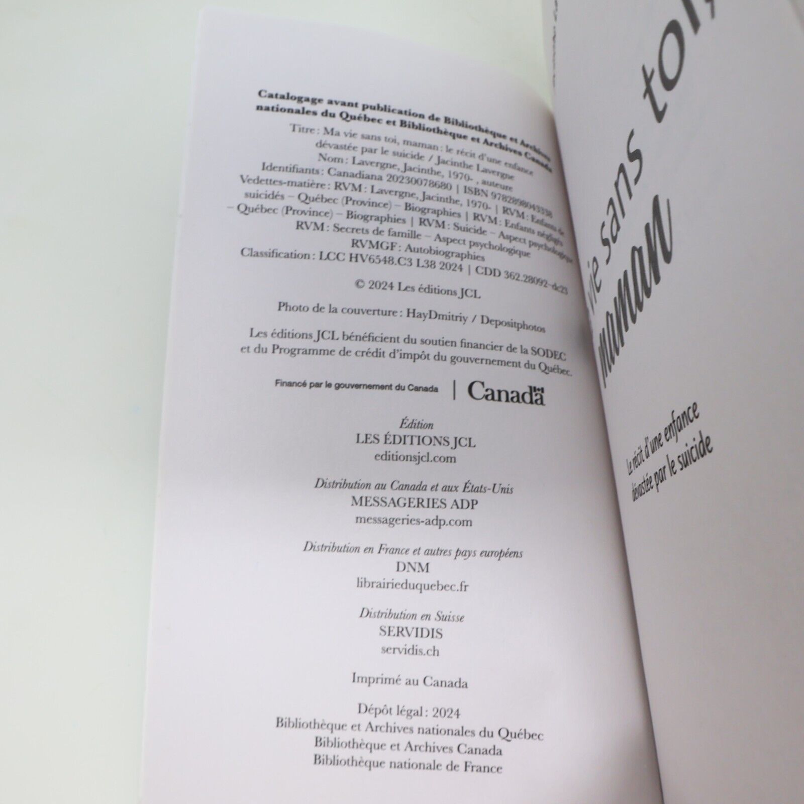2024 Ma Vie Sans Toi Maman Jacinthe Lavergne Biographie Suicide Enfance Jcl PB
