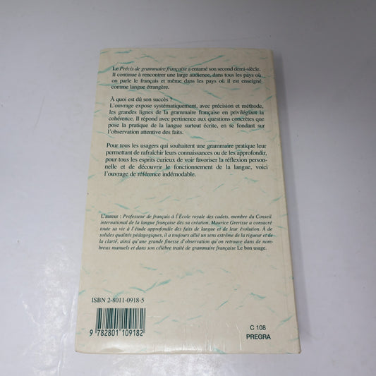 Précis de Grammaire Française Maurice-Grevisse Duculot 1995 PB French Éducation