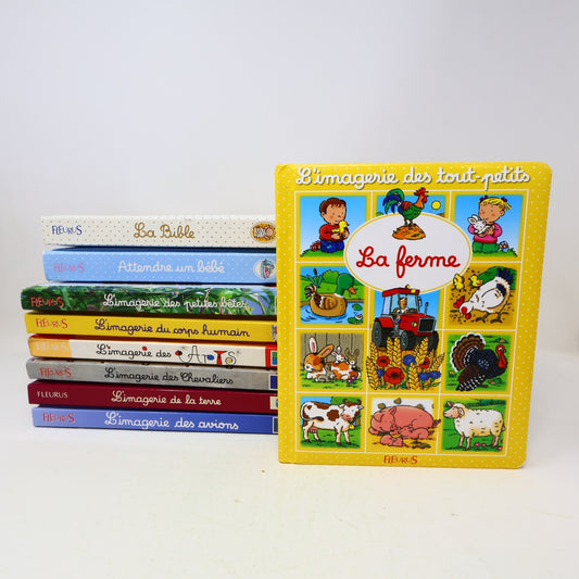 L'Imagerie Lot 9 Livres Ferme/Corps Humain/Avions/Arts/Petites Bêtes Français