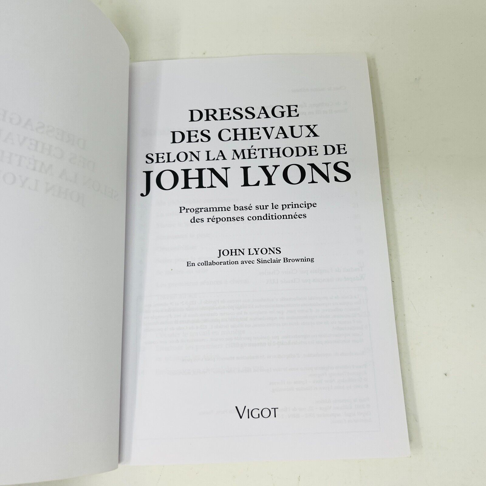 2002 Dressage des Chevaux selon la Méthode de John Lyons/Sinclair Browing Vigot