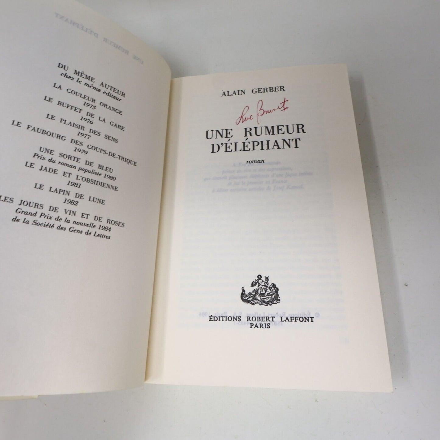 Alain Gerber Rumeur d'Éléphant Monsieur Chichka Lapin de Lune Lot 3 Livres 80s